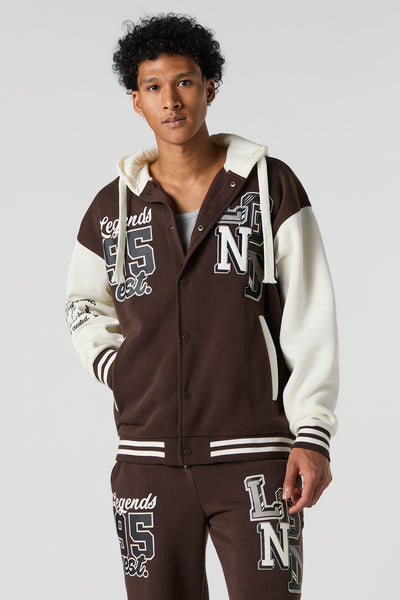 Legend Twill Embroidered Graphic Fleece Varsity Jacket