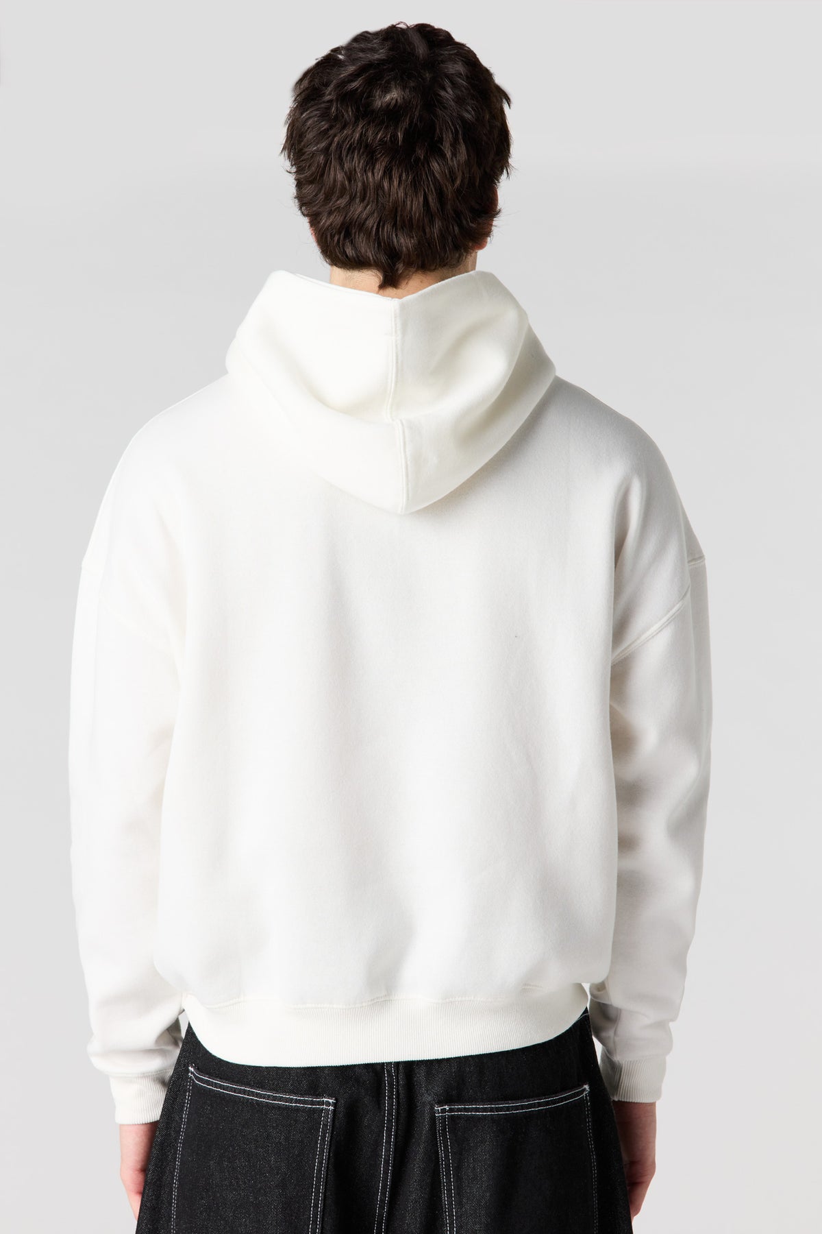 Alt View 2. Graphic Fleece Boxy Hoodie - Off White