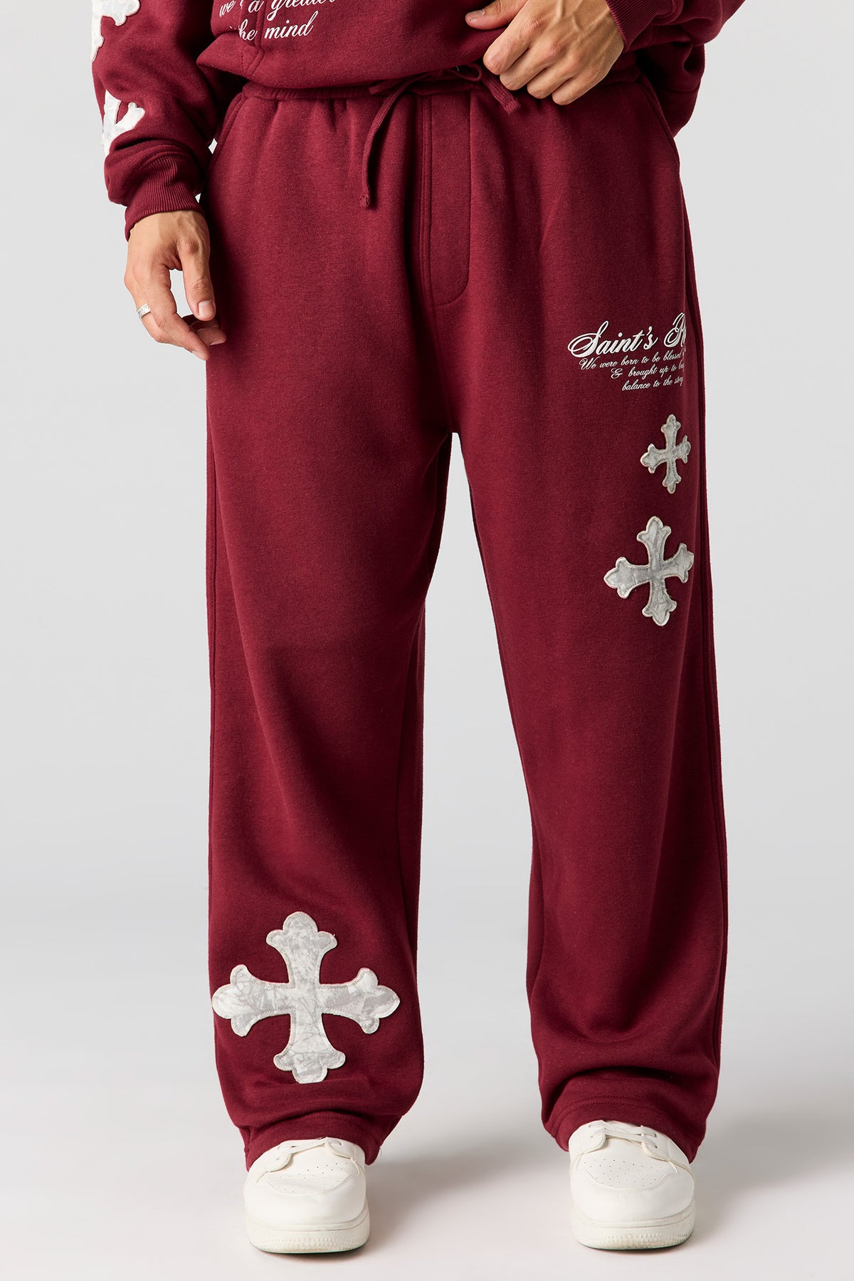 Vue alternative 2. Pantalon d'entraînement à jambe large en molleton imprimé