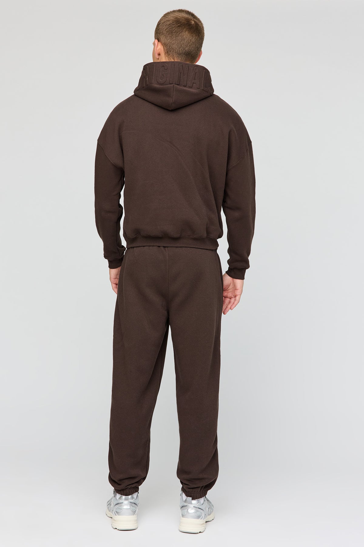 Alt View 3. Premium Heavyweight Fleece Embossed Baggy Sweatpant - Dark Brown