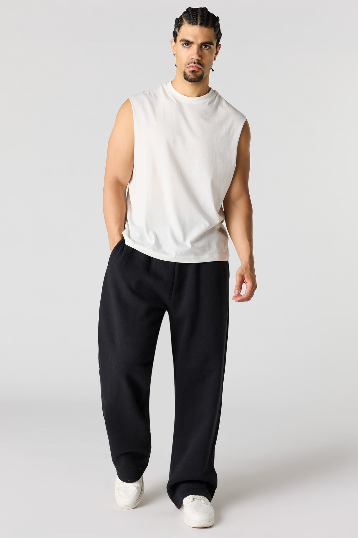 Alt View 2. Premium Heavyweight Fleece Wide Leg Sweatpant - Black