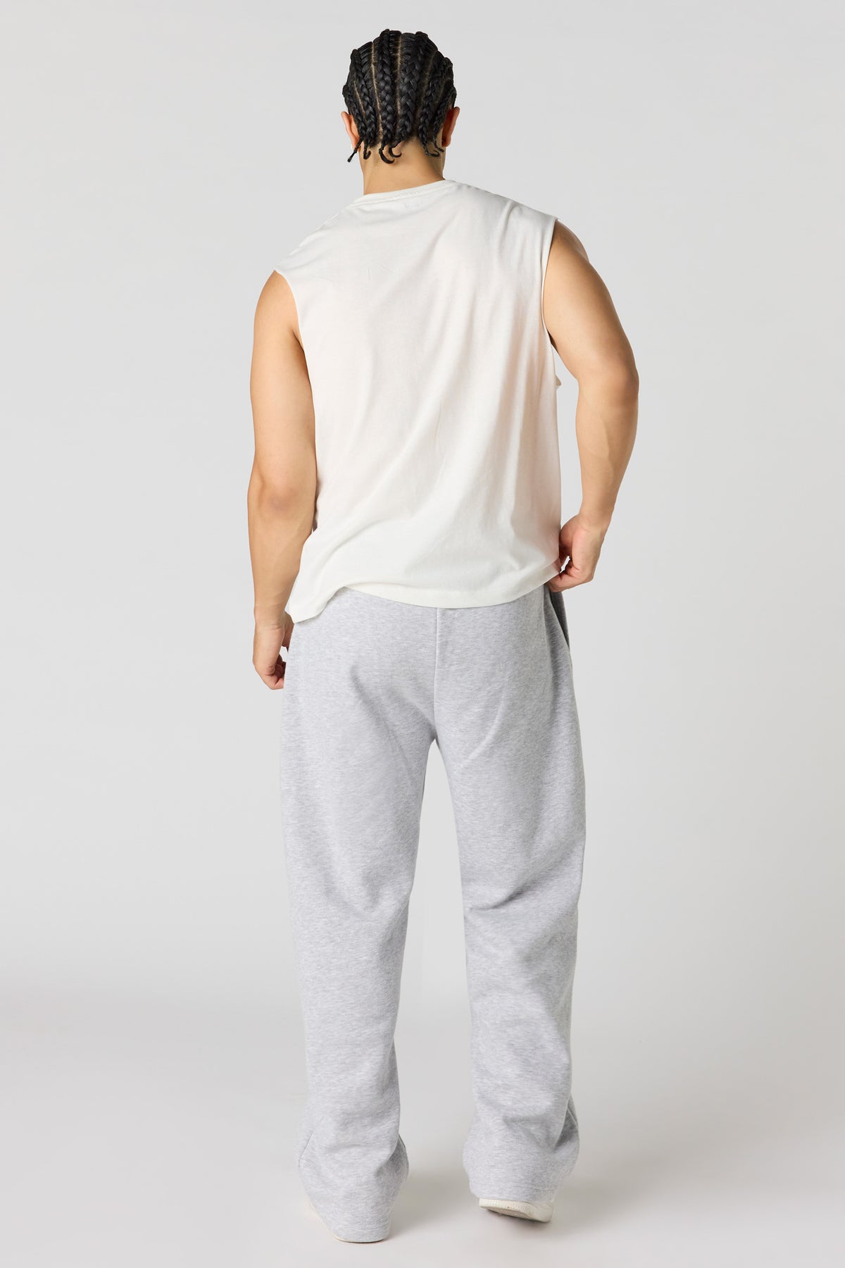 Alt View 3. Premium Heavyweight Fleece Wide Leg Sweatpant - Heather Grey