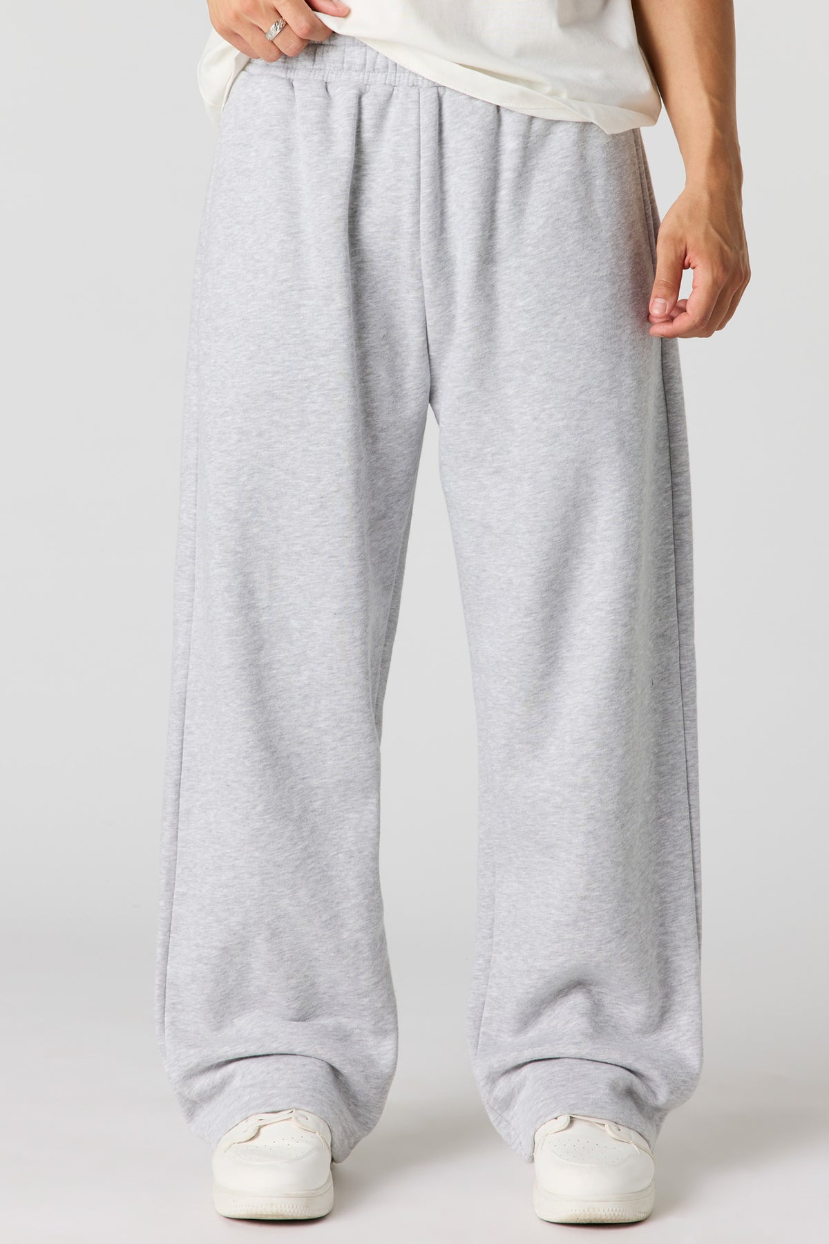 Premium Heavyweight Fleece Wide Leg Sweatpant - Heather Grey
