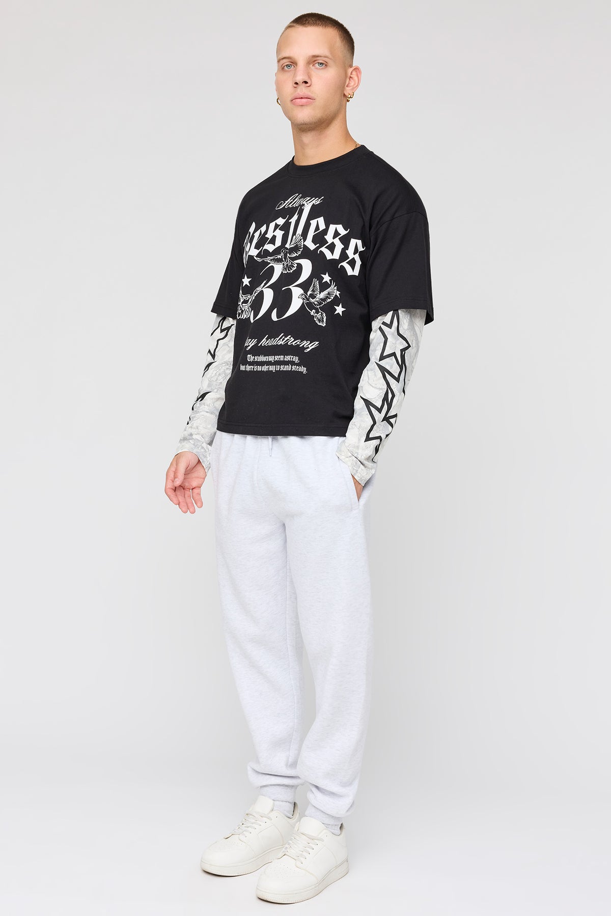 Alt View 2. Fleece Jogger - Light Grey