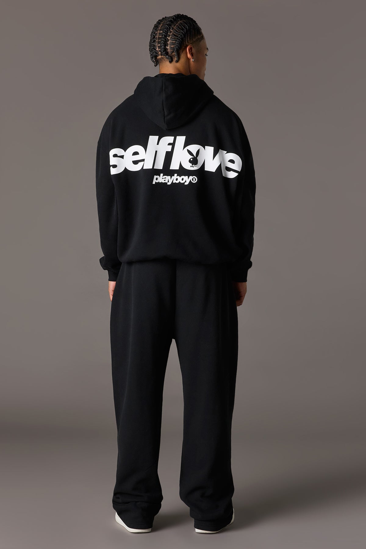 Alt View 3. Playboy Graphic Wide Leg Fleece Sweatpant - Black