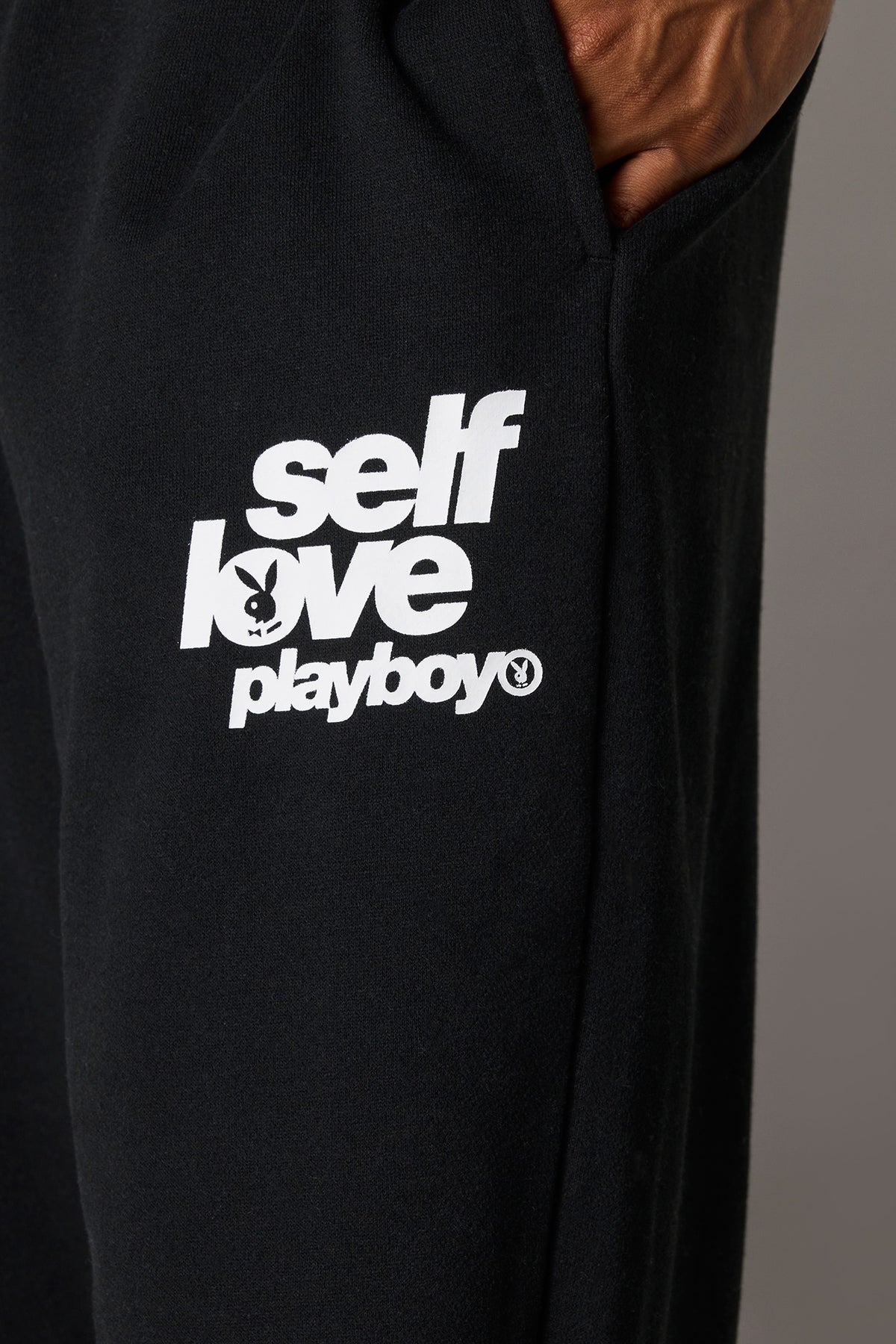 Alt View 4. Playboy Graphic Wide Leg Fleece Sweatpant - Black