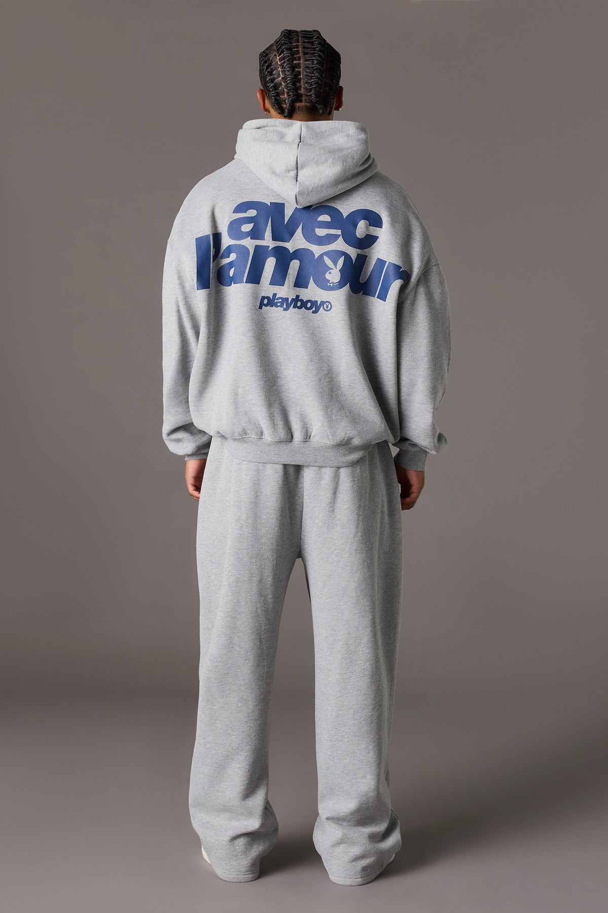 Alt View 3. Playboy Graphic Wide Leg Fleece Sweatpant - Heather Grey