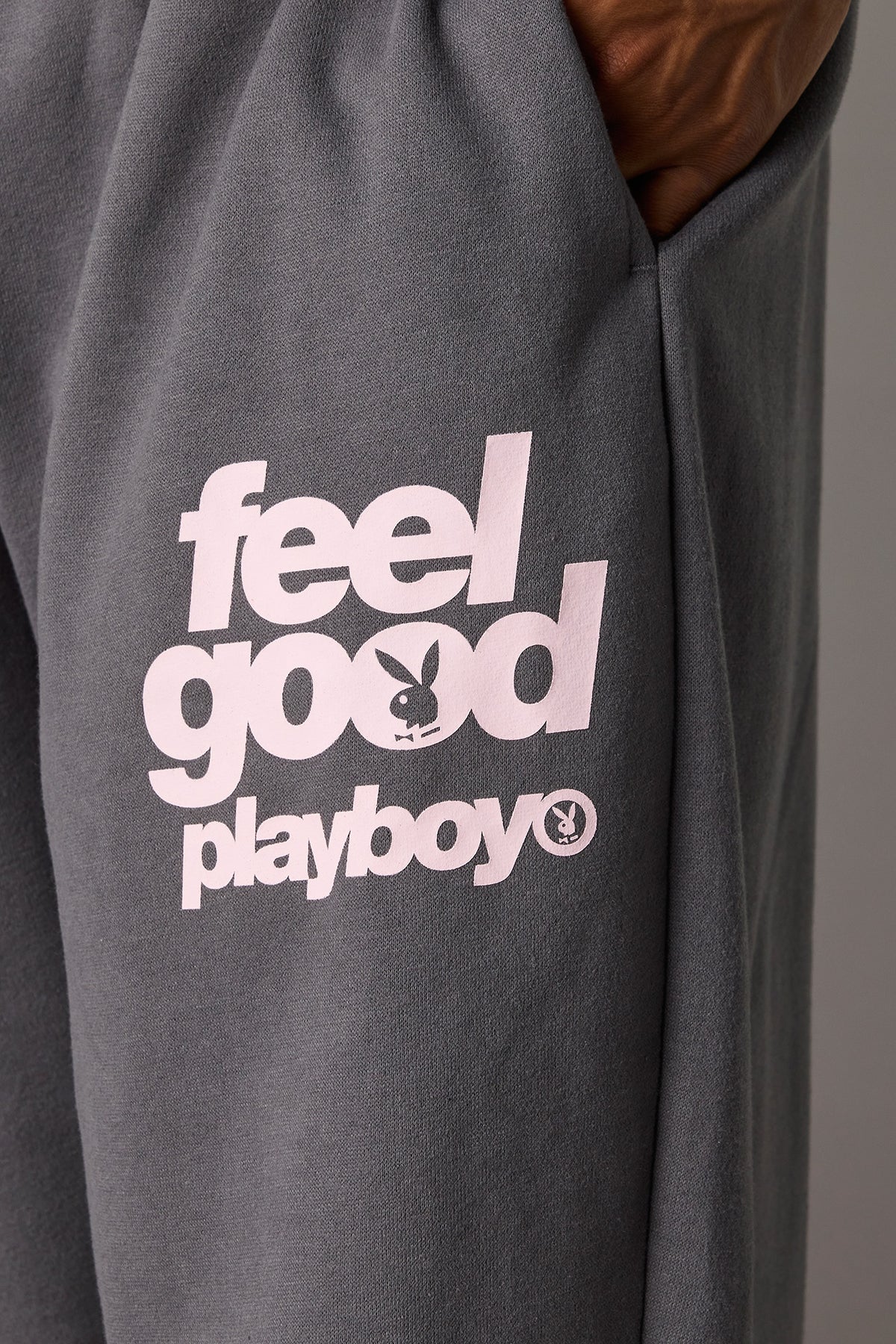 Alt View 4. Playboy Graphic Wide Leg Fleece Sweatpant - Dark Grey