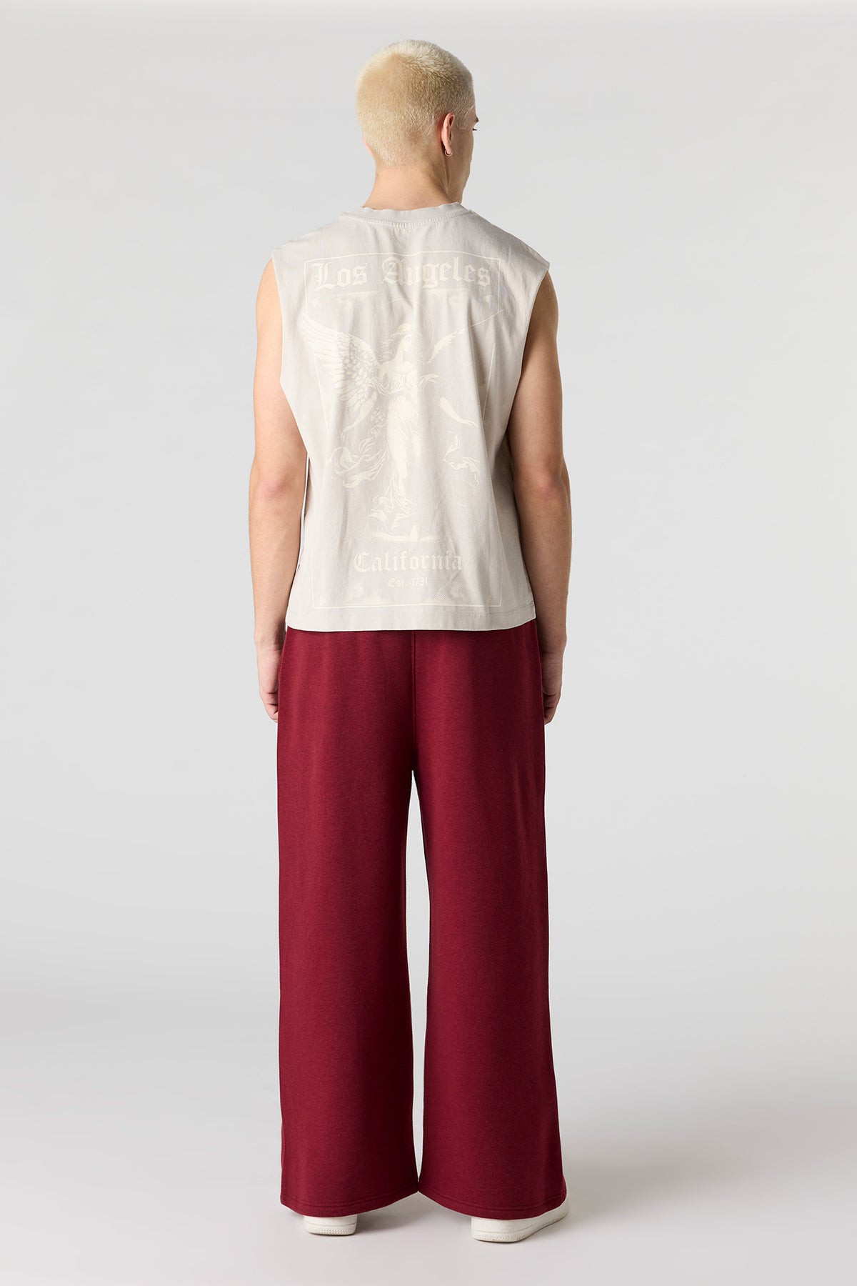Alt View 3. Fleece Ultra Wide Leg Sweatpant - Burgundy