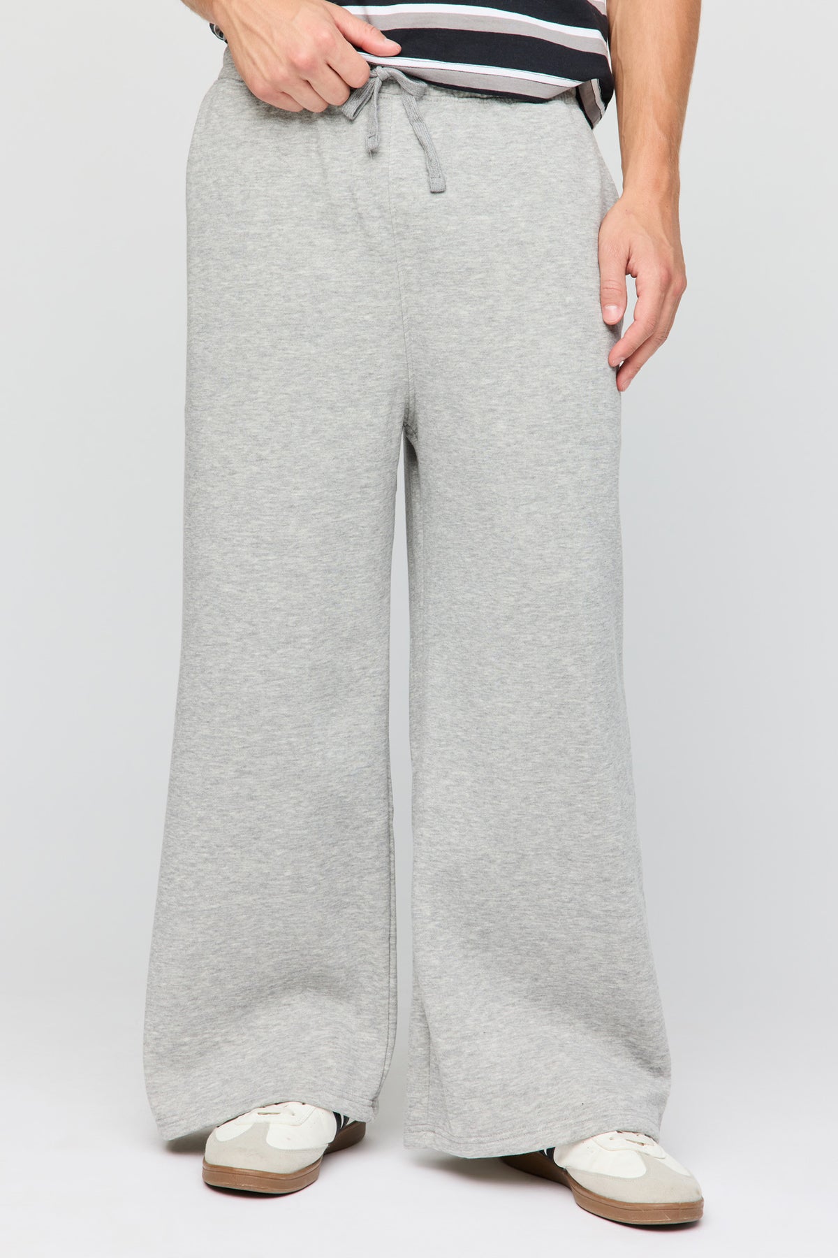 Fleece Super Wide Leg Sweatpant - Heather Grey