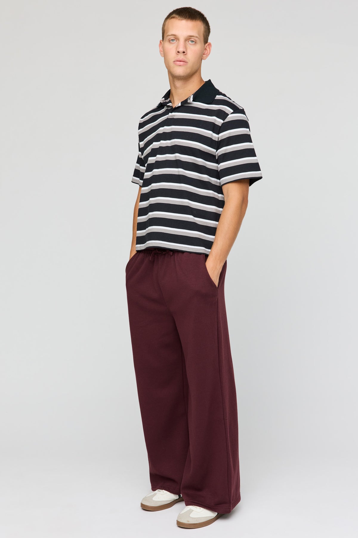 Alt View 2. Fleece Super Wide Leg Sweatpant - Plum
