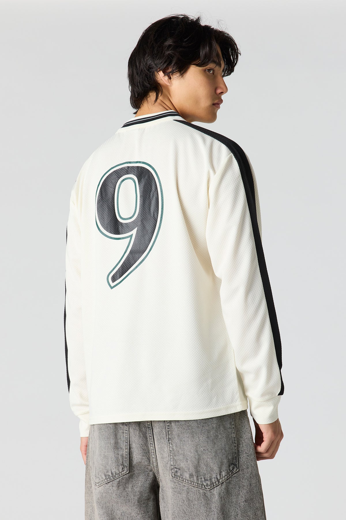 Alt View 2. Textured Graphic Long Sleeve Polo - White