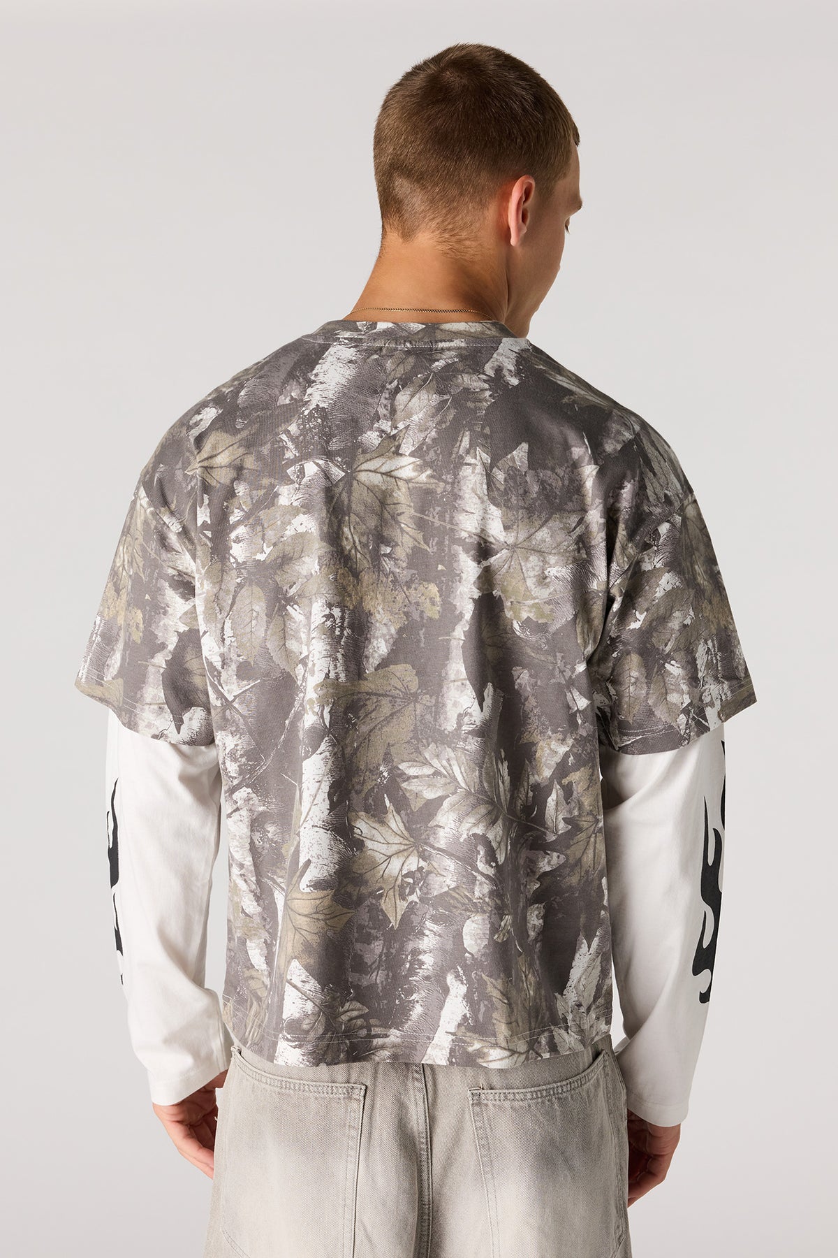 Alt View 2. Graphic Layered Long Sleeve Top - Camouflage