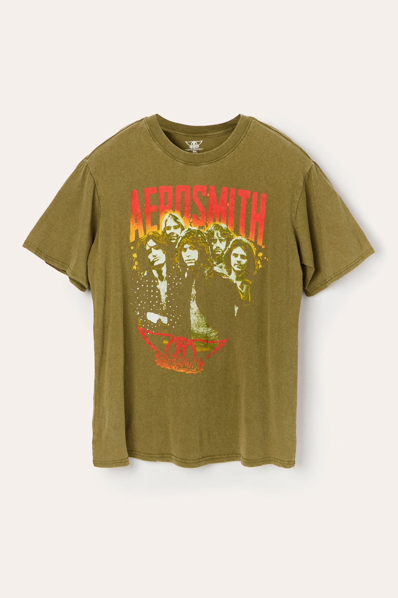 T-shirt délavé à imprimé Aerosmith