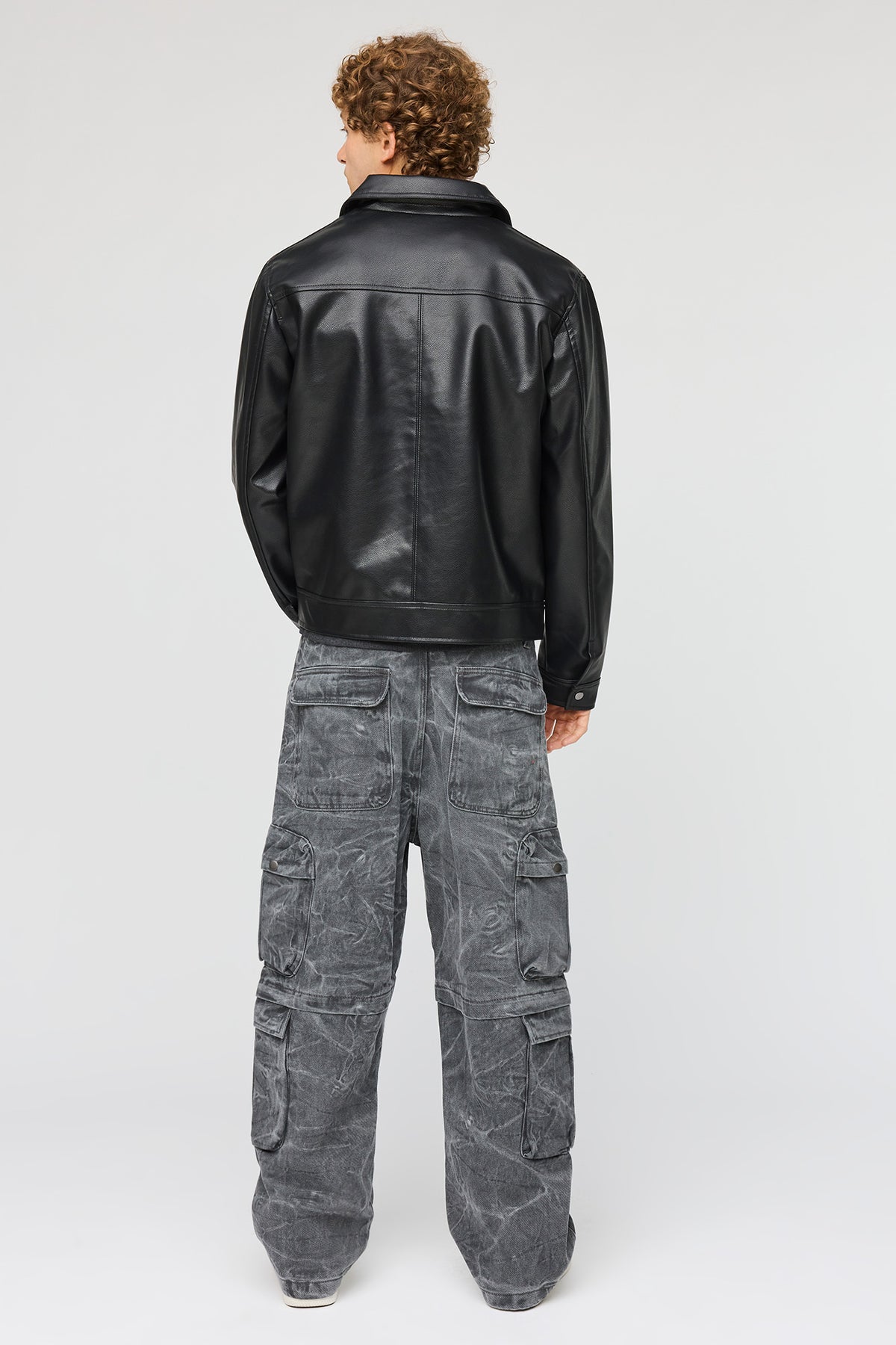 Alt View 3. Washed Baggy Cargo Jean - Black