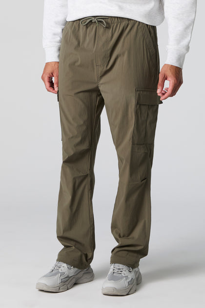 Pantalon cargo à jambe droite en nylon