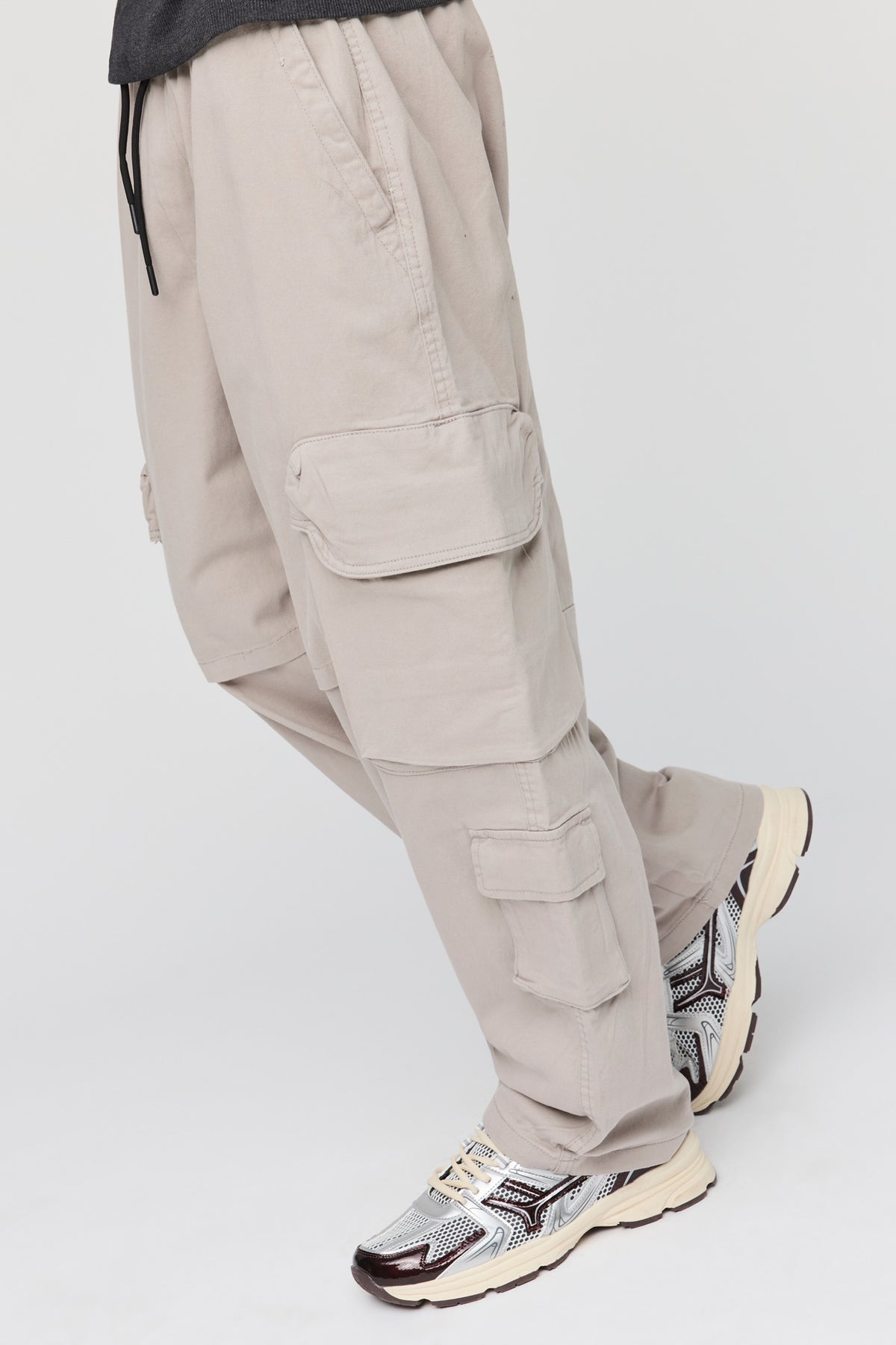 Alt View 4. Baggy Cargo Pant - Light Grey