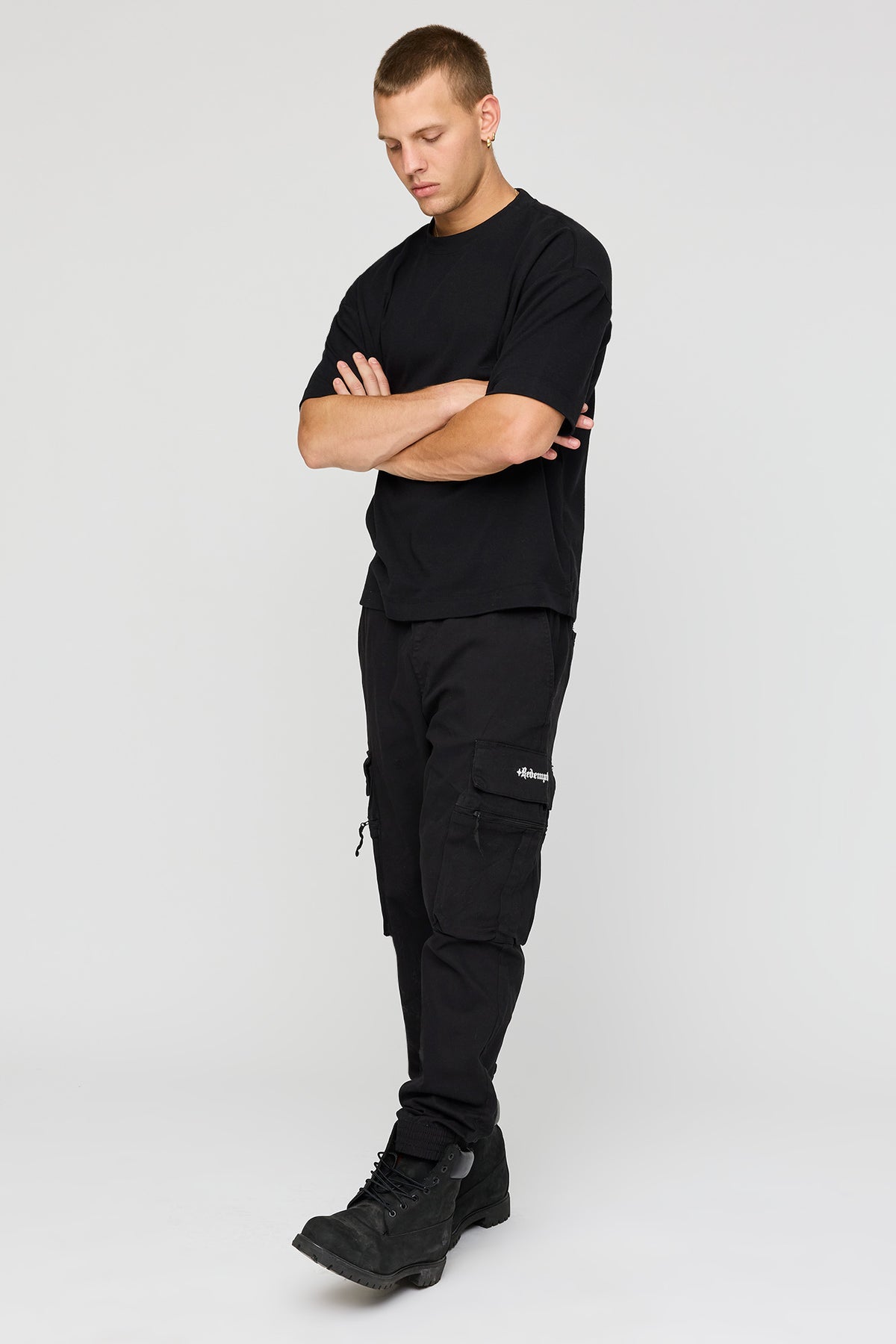 Alt View 2. Belted Cargo Jogger - Black