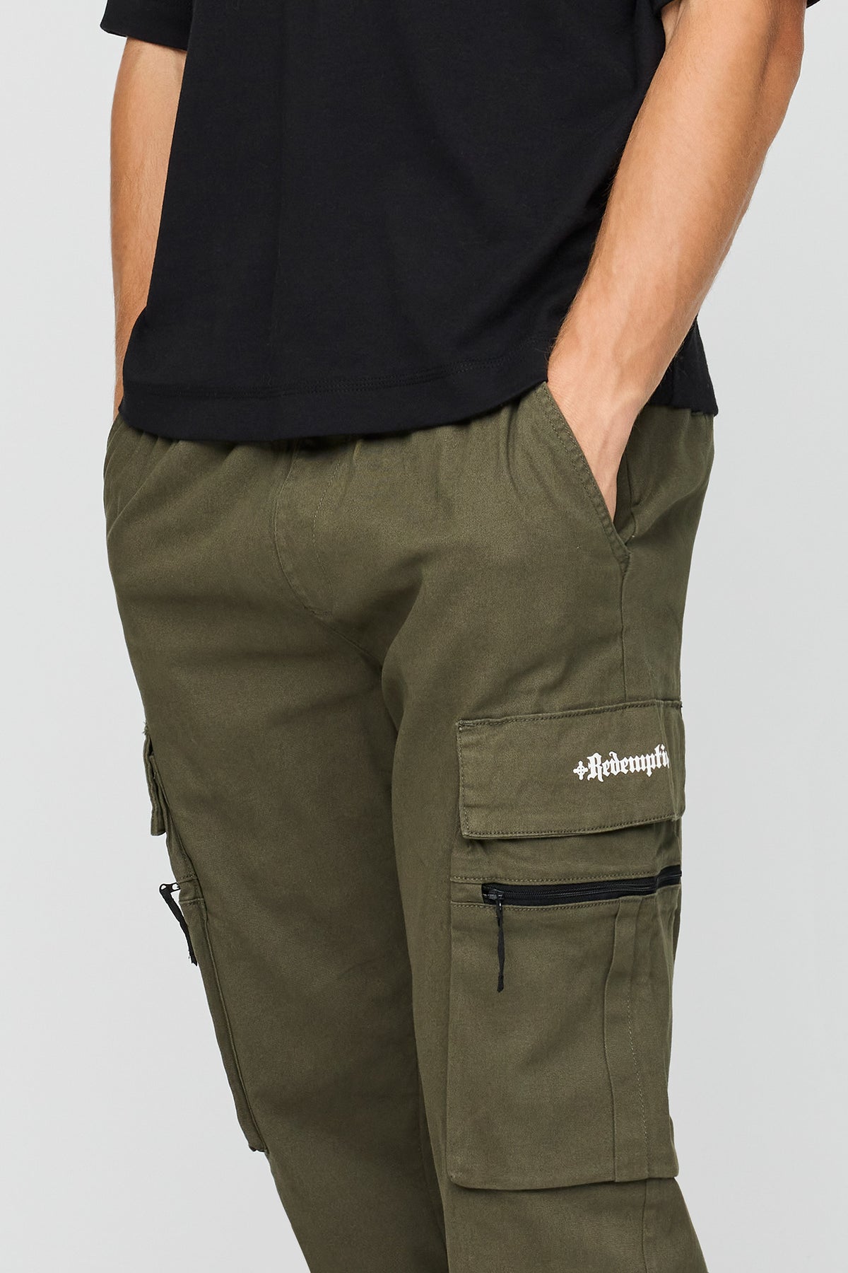 Alt View 4. Belted Cargo Jogger - Dark Green