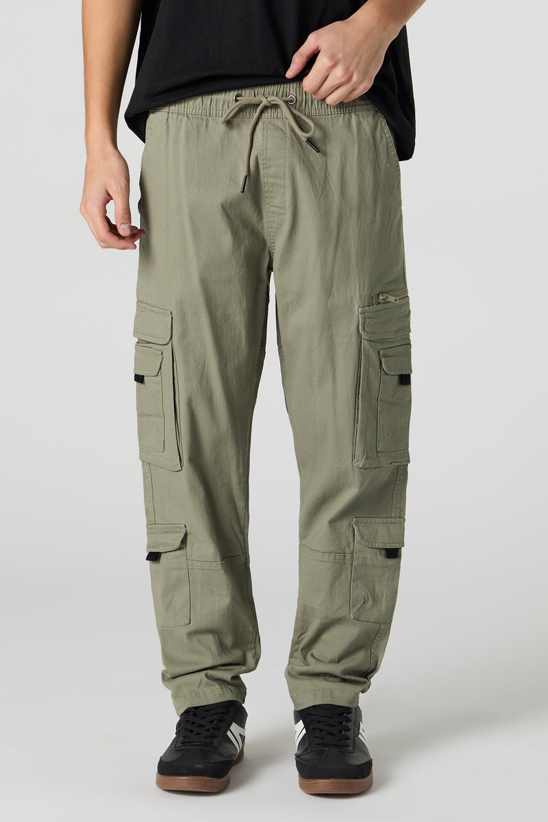 Pantalon cargo avec poches multiples et taille coulissante