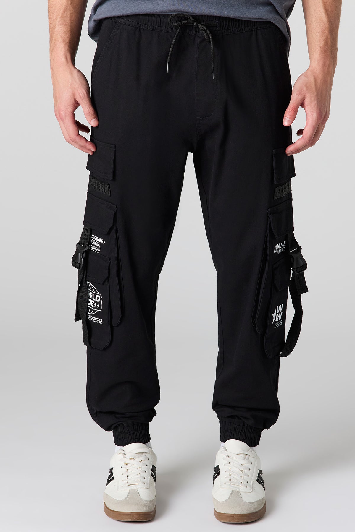 Buckle Pocket Cargo Jogger - Black