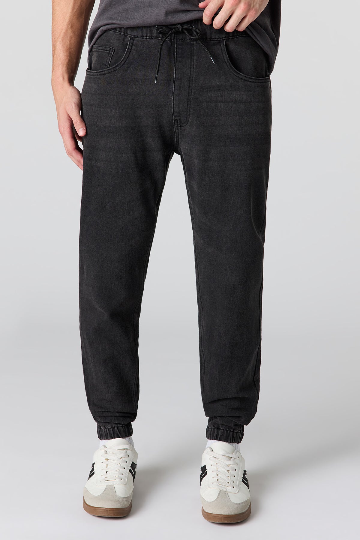 Drawstring Denim Jogger - Black