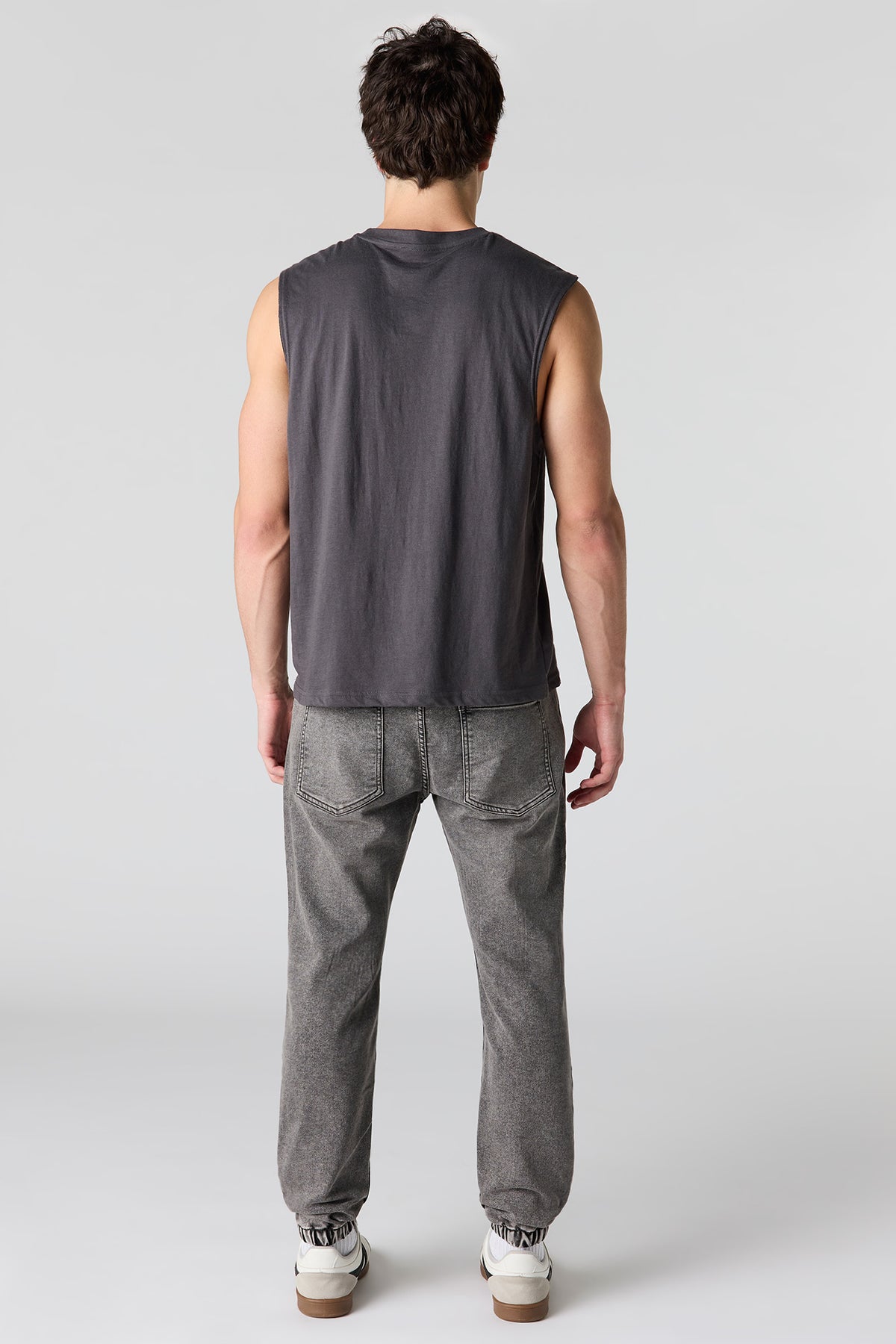Alt View 3. Drawstring Denim Jogger - Light Grey