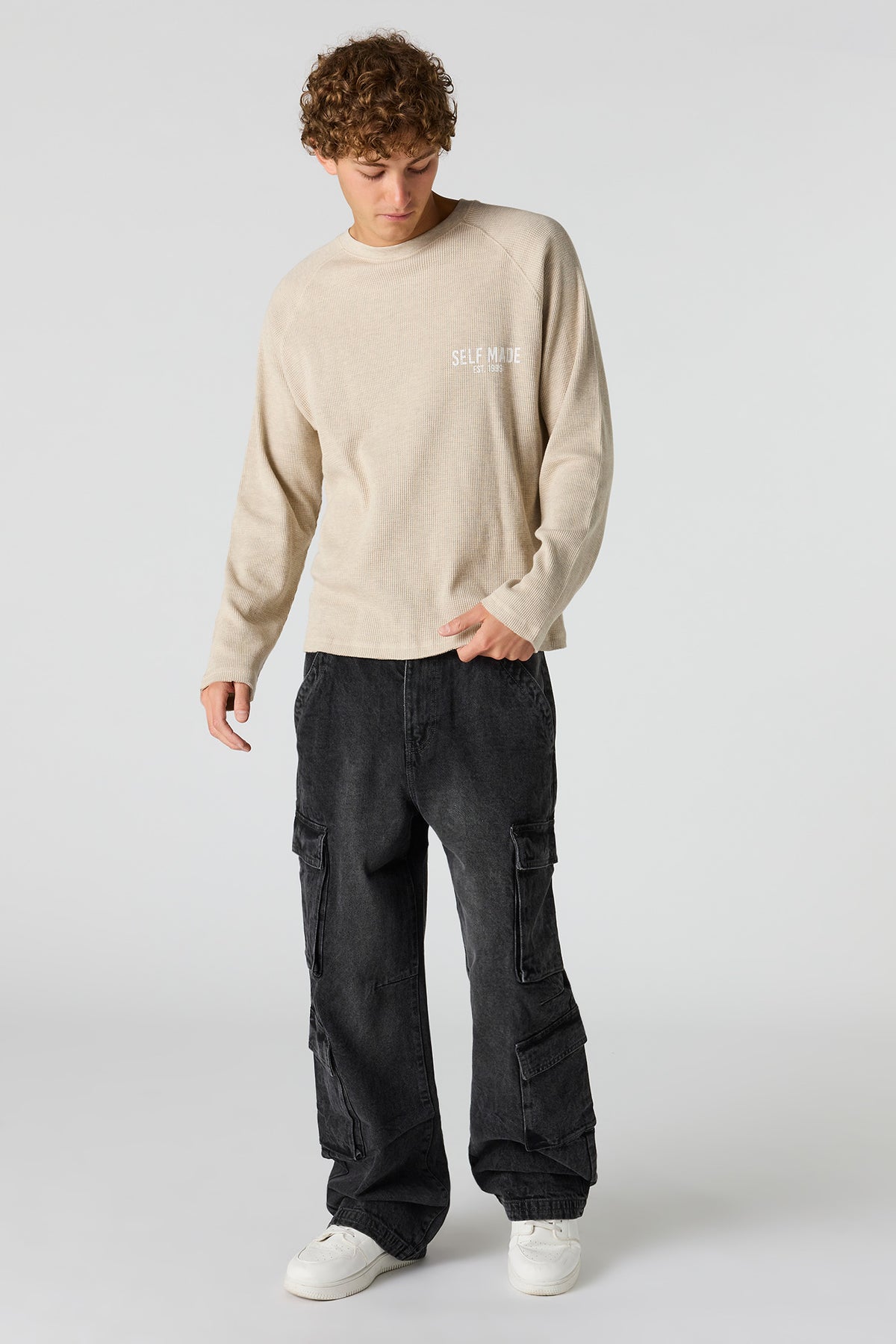 Alt View 2. Wide Cargo Jean - Black