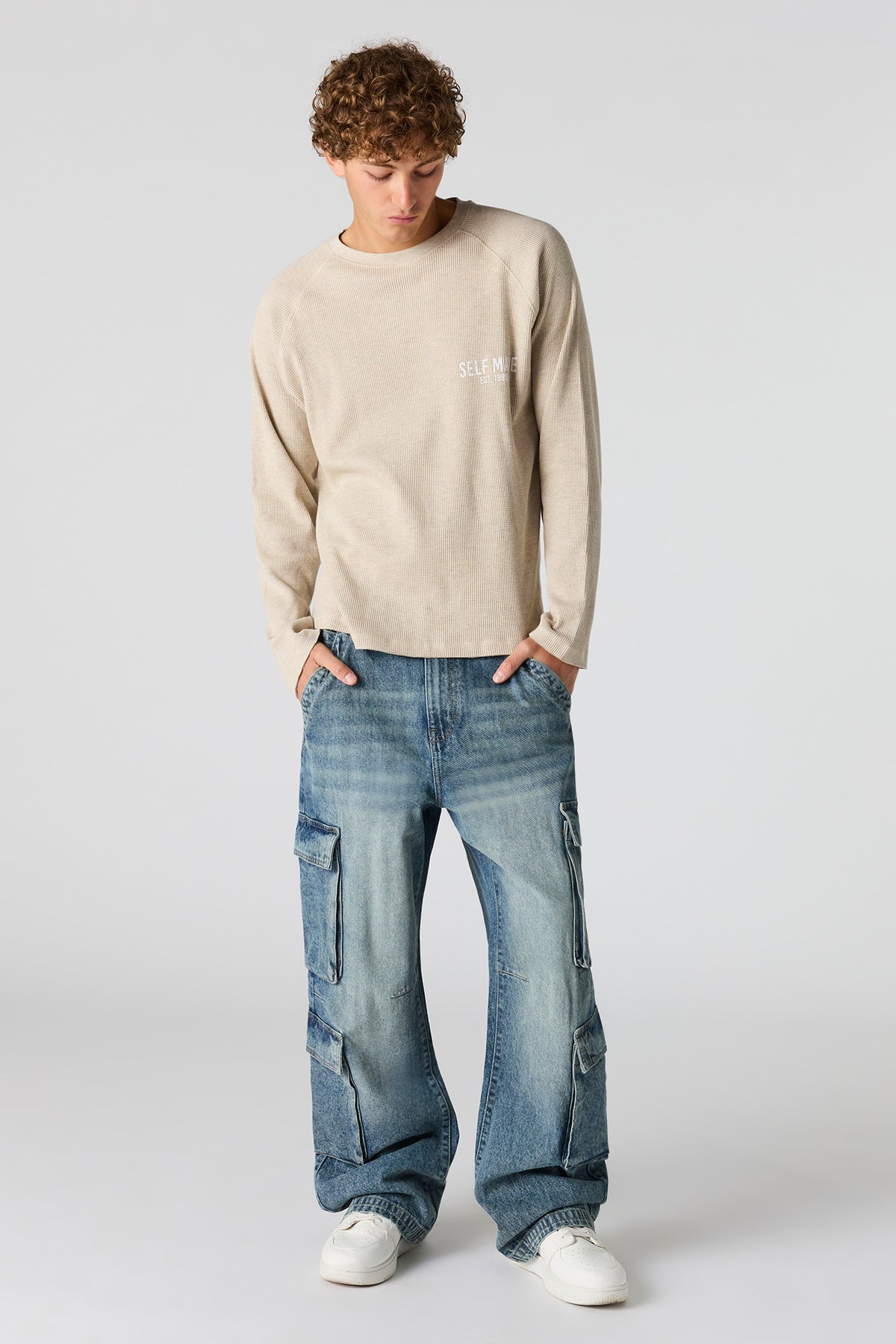 Alt View 2. Wide Cargo Jean - Pacific Blue