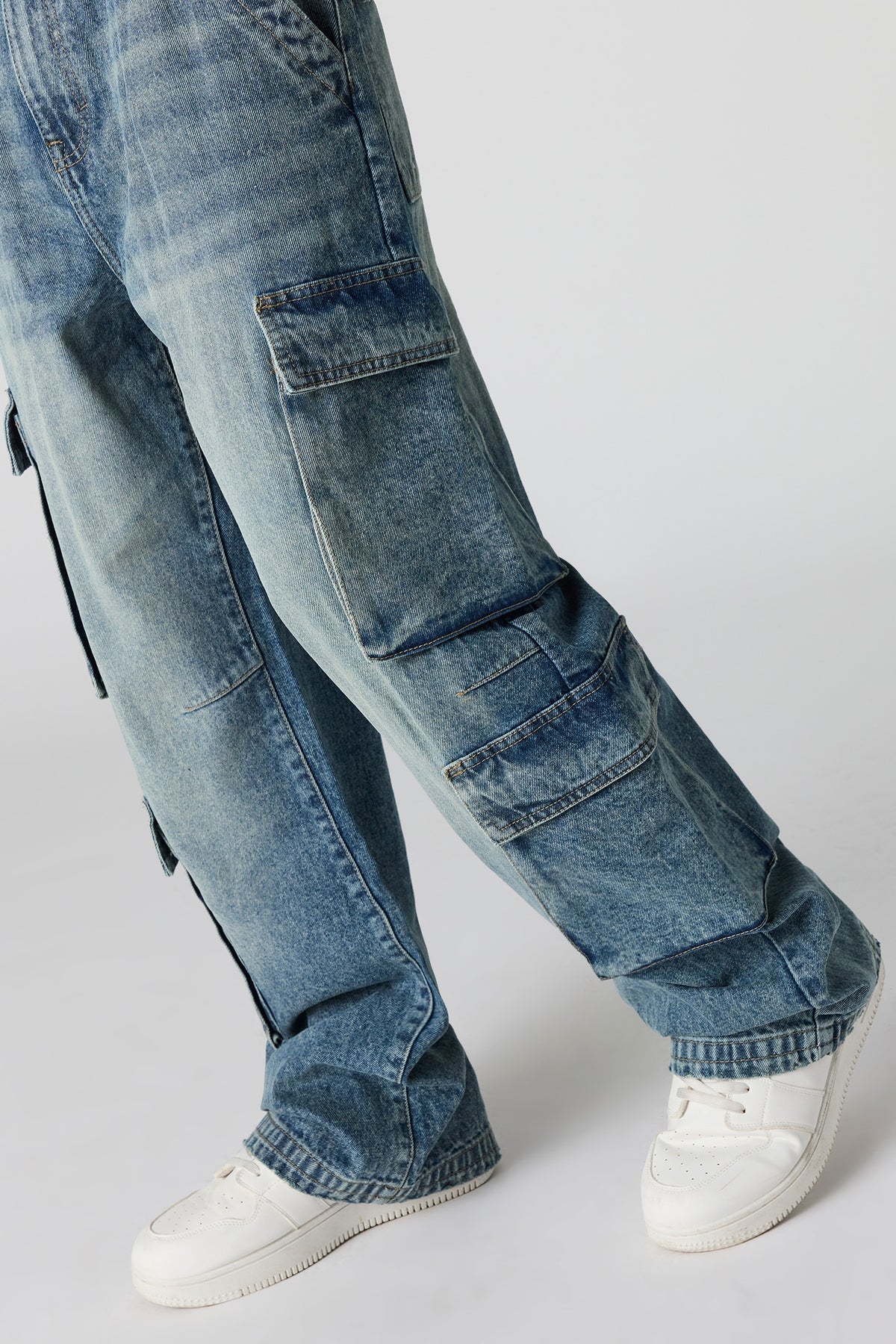 Alt View 4. Wide Cargo Jean - Pacific Blue