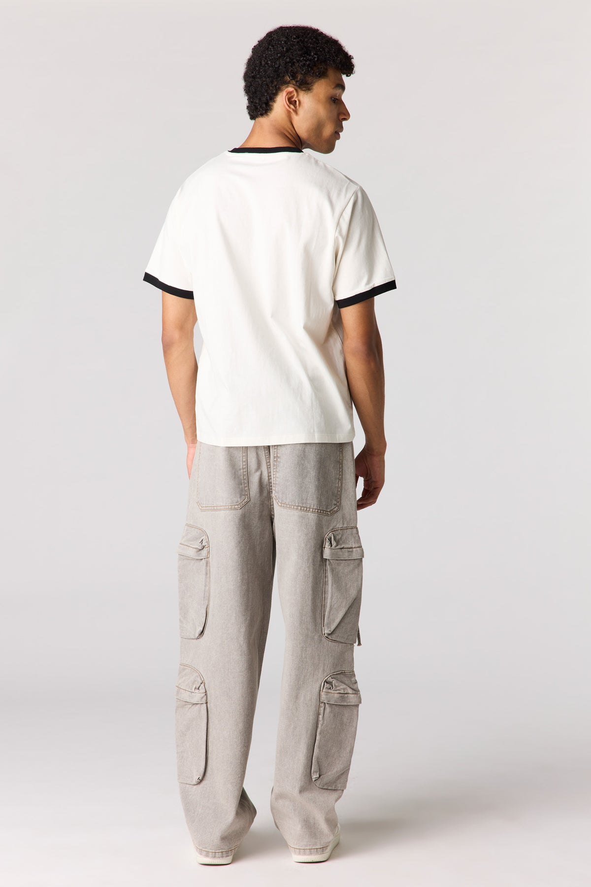 Alt View 3. Baggy Cargo Jean - Light Grey