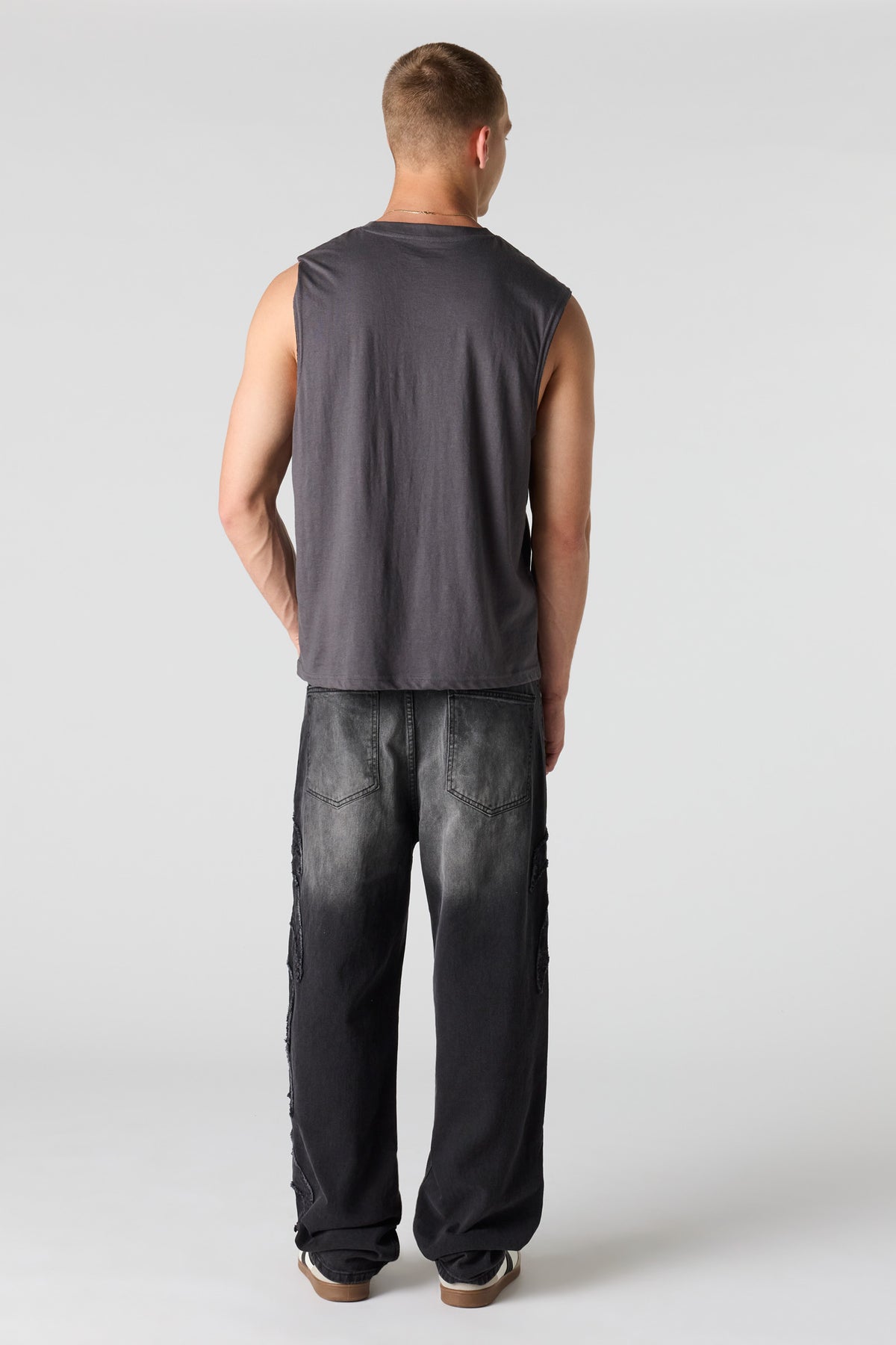 Alt View 3. Ripped Light Baggy Jean - Black