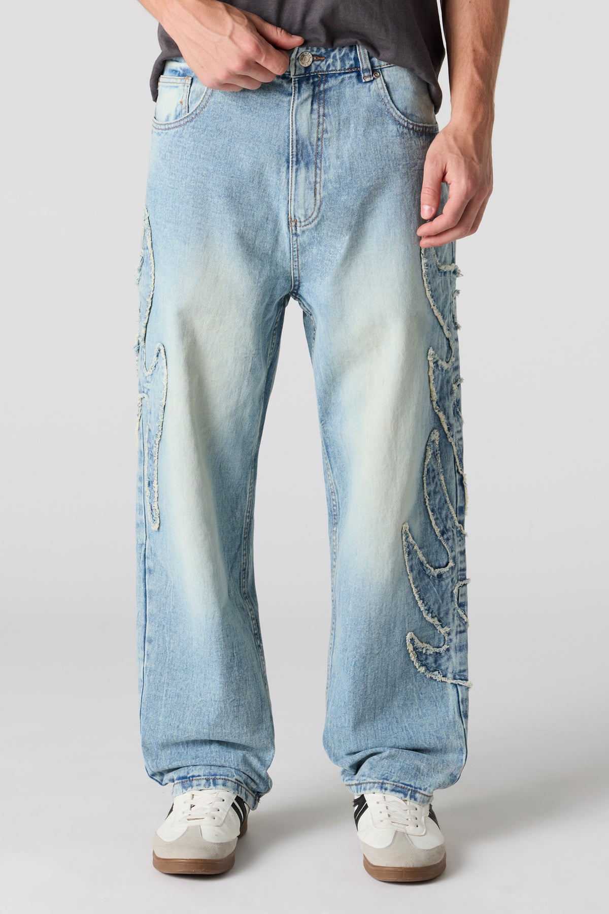 Ripped Light Baggy Jean - Sky Blue