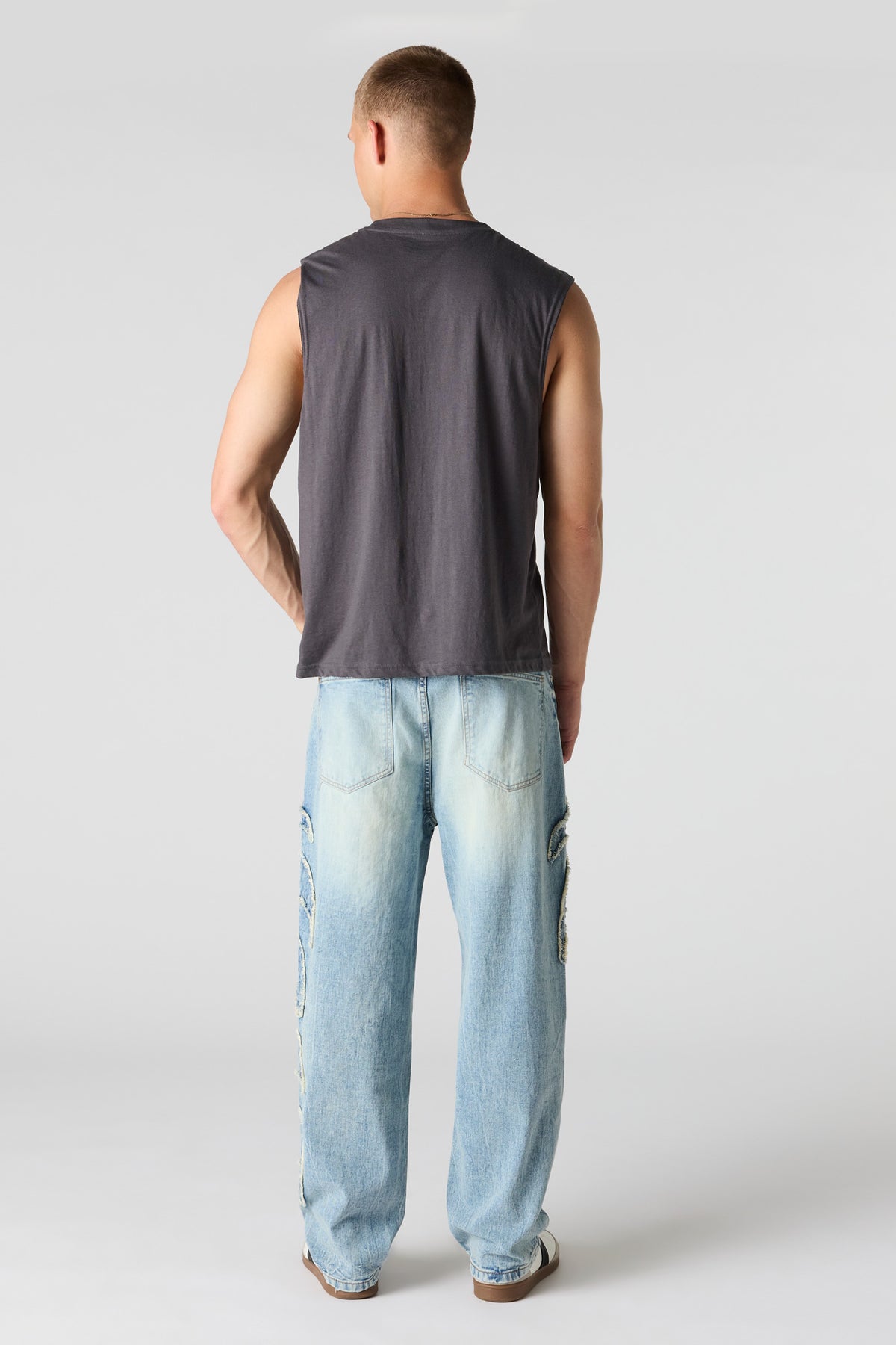 Alt View 3. Ripped Light Baggy Jean - Sky Blue