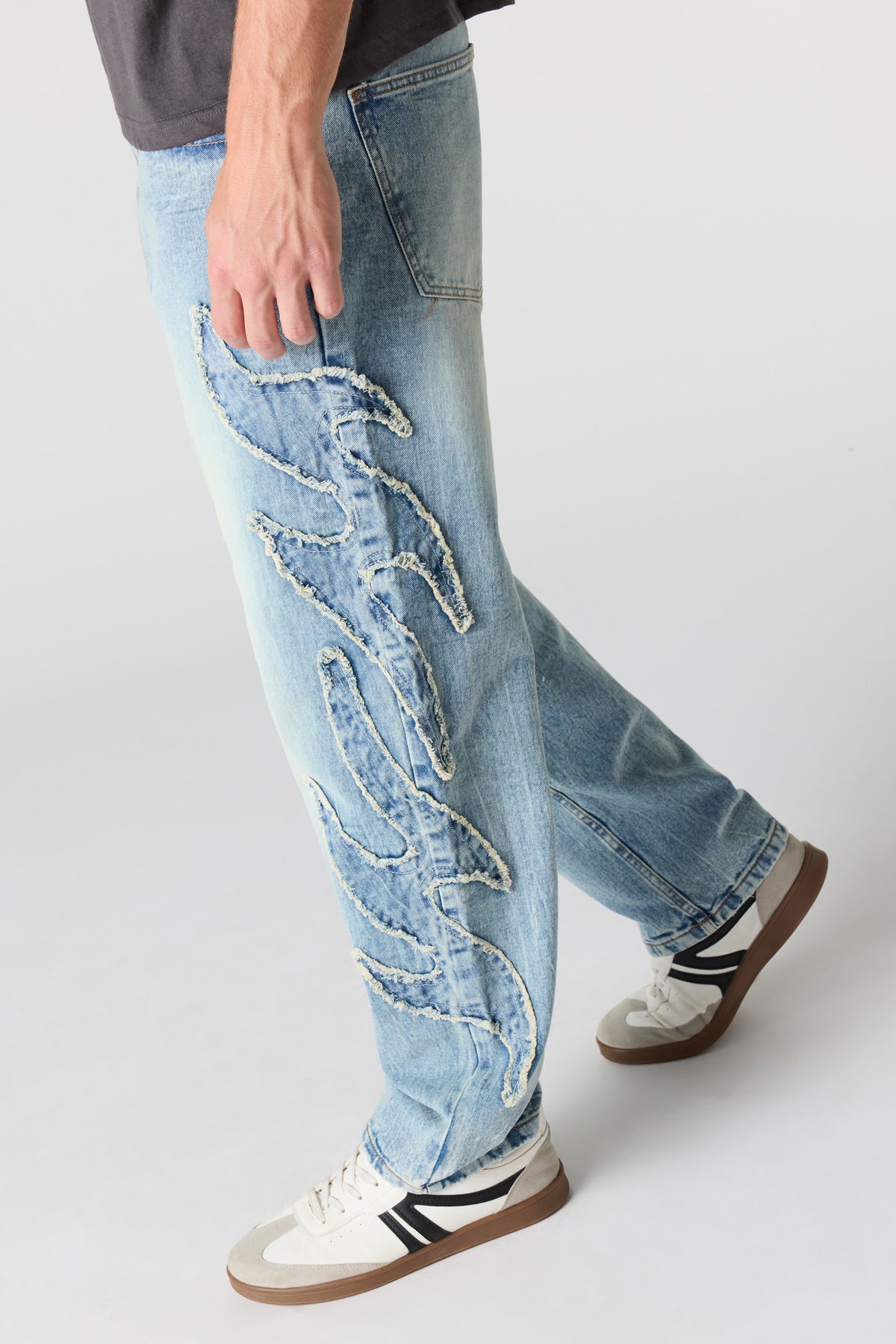 Alt View 4. Ripped Light Baggy Jean - Sky Blue