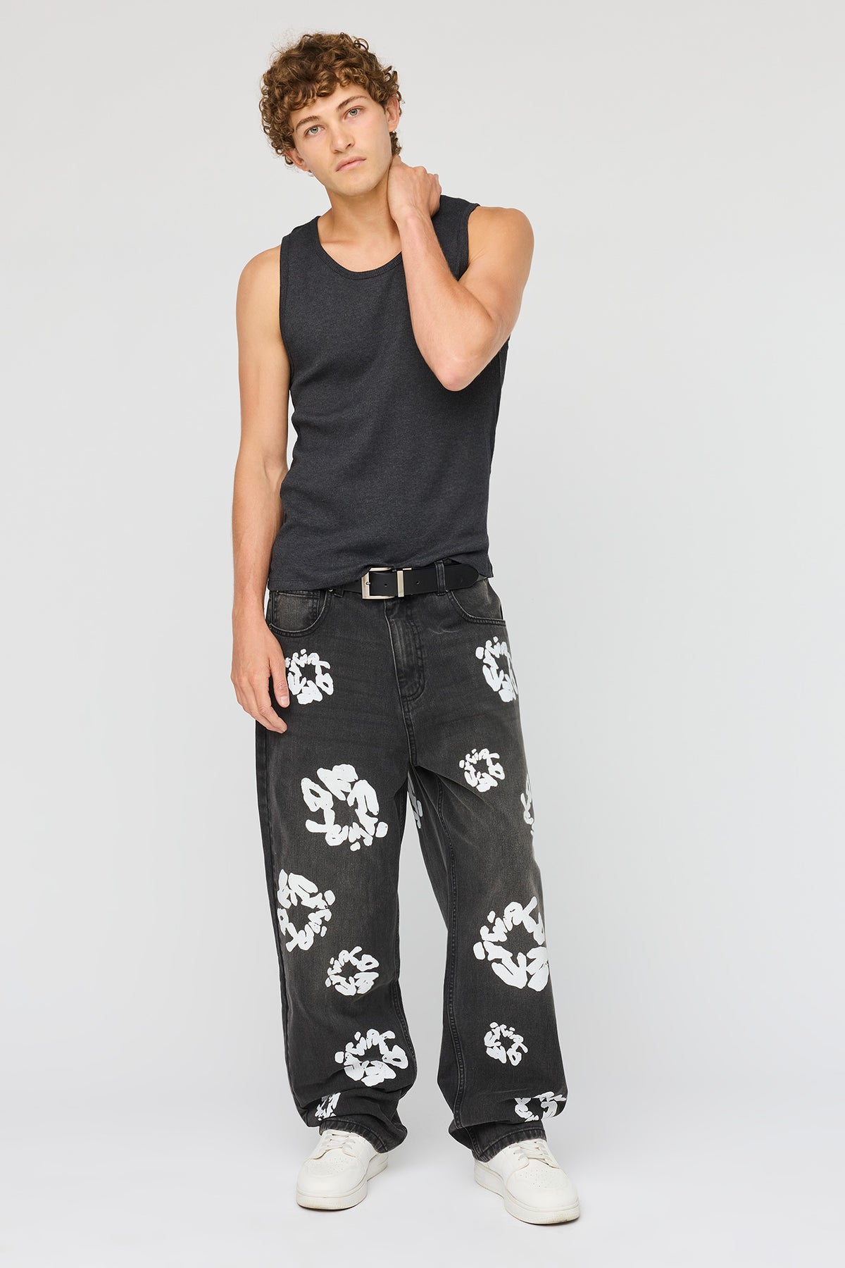 Alt View 2. Graphic Baggy Jean - Pure Black