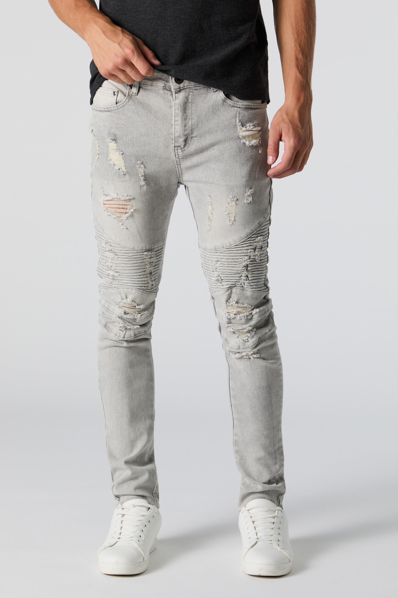 Distressed Skinny Moto Jean