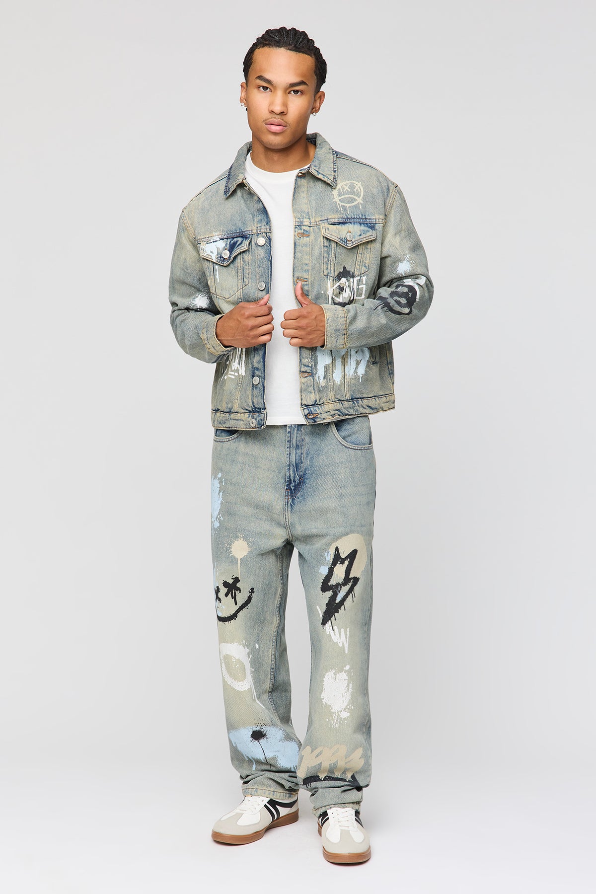 Alt View 2. Graffiti Graphic Baggy Jean - Pacific Blue