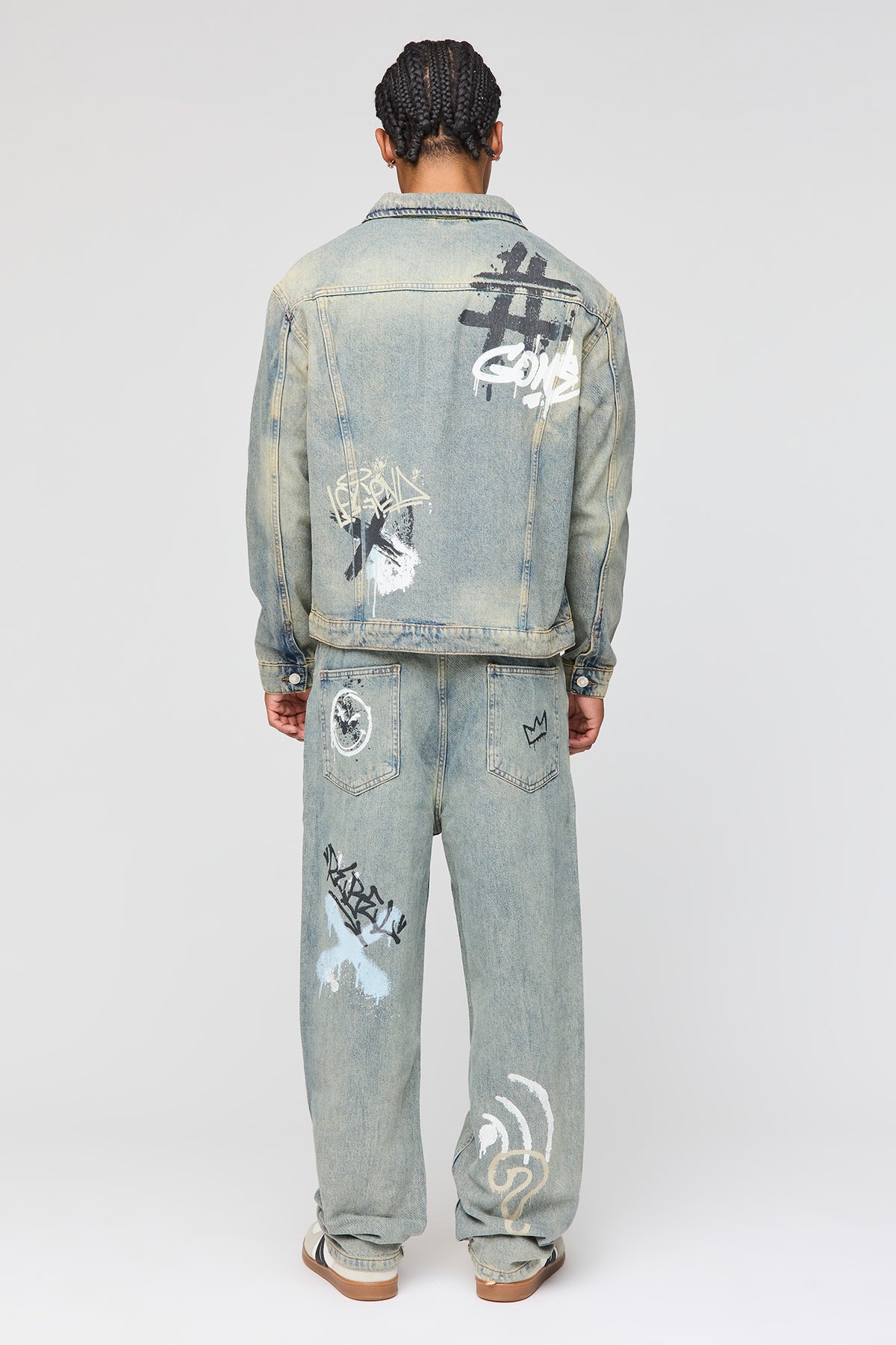 Alt View 3. Graffiti Graphic Baggy Jean - Pacific Blue