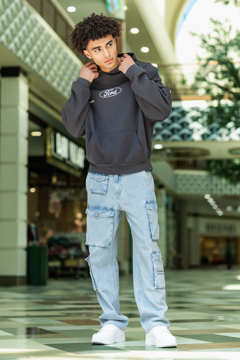 Zipper Pocket Baggy Cargo Jean
