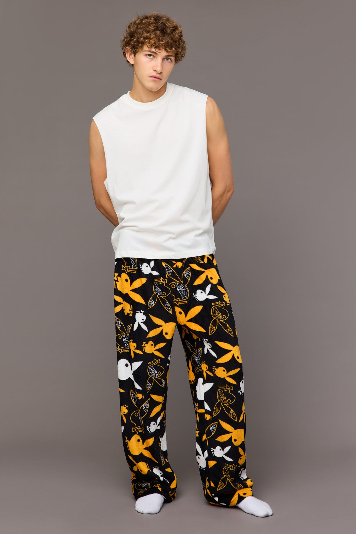 Alt View 2. Playboy Halloween Plush Pajama Pant - Black