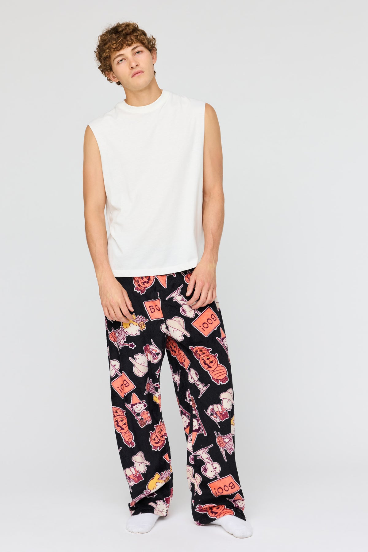 Alt View 2. Snoopy Halloween Plush Pajama Pant - Black