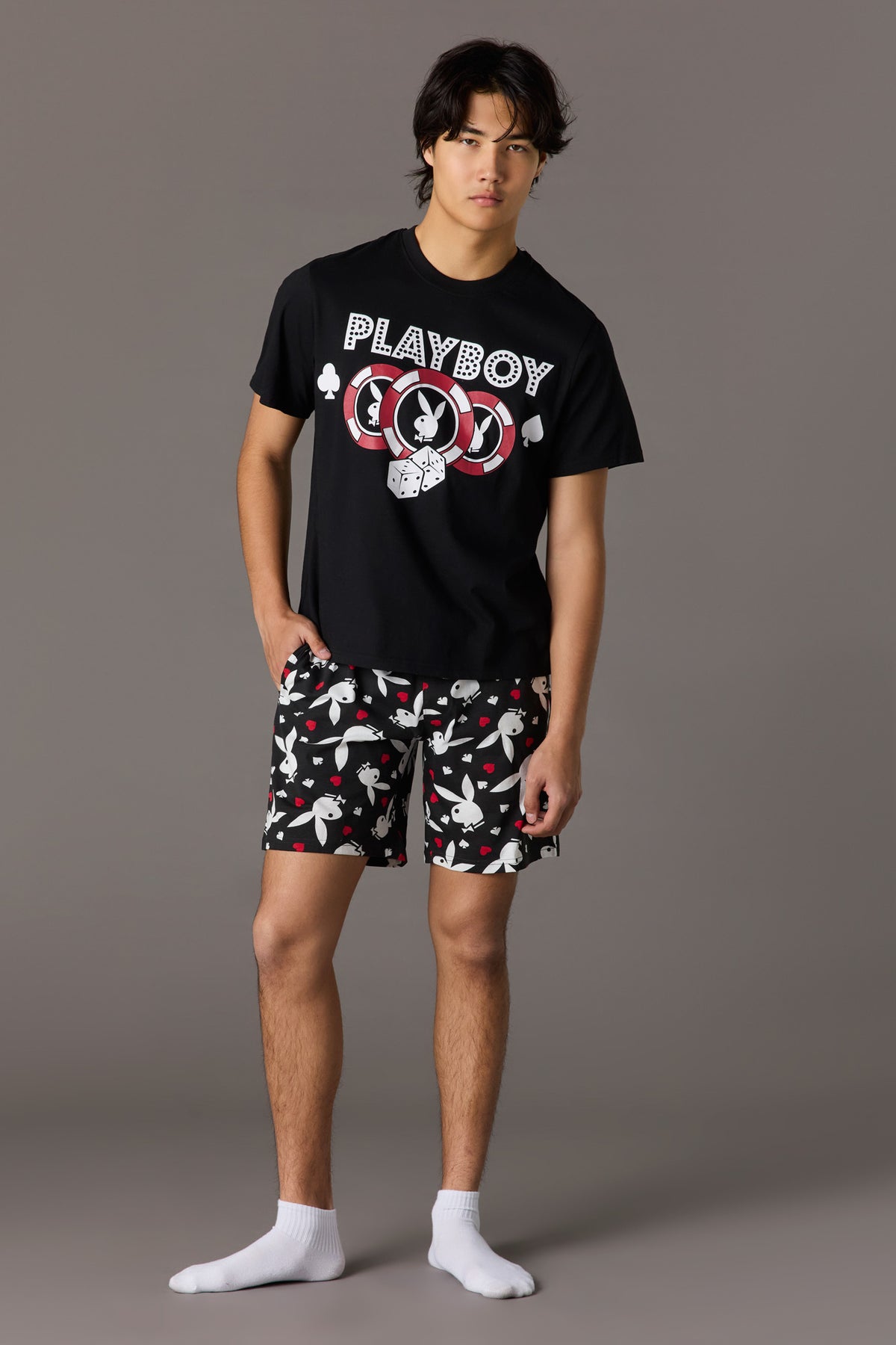 Alt View 2. Playboy Graphic Tee & Short Pajama Set - Black