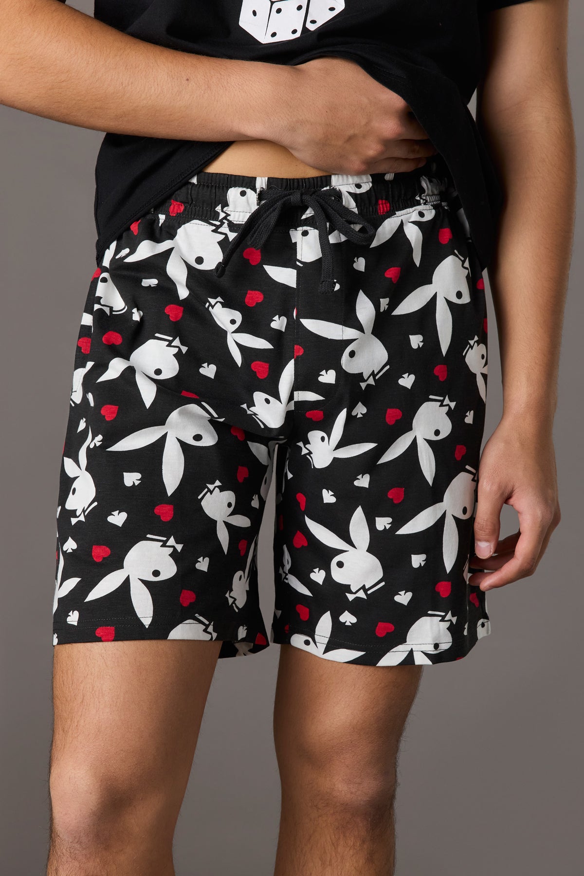 Alt View 4. Playboy Graphic Tee & Short Pajama Set - Black