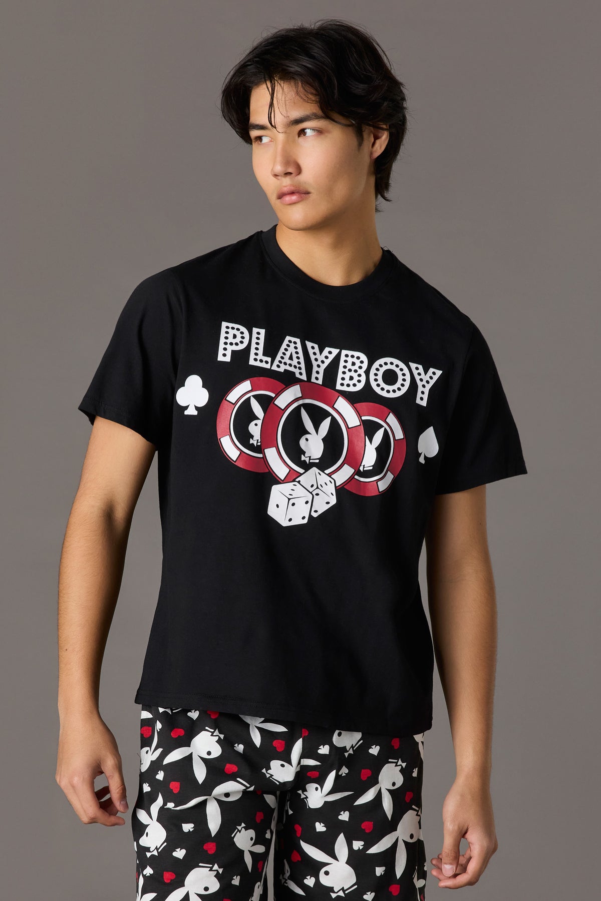 Playboy Graphic Tee & Short Pajama Set - Black