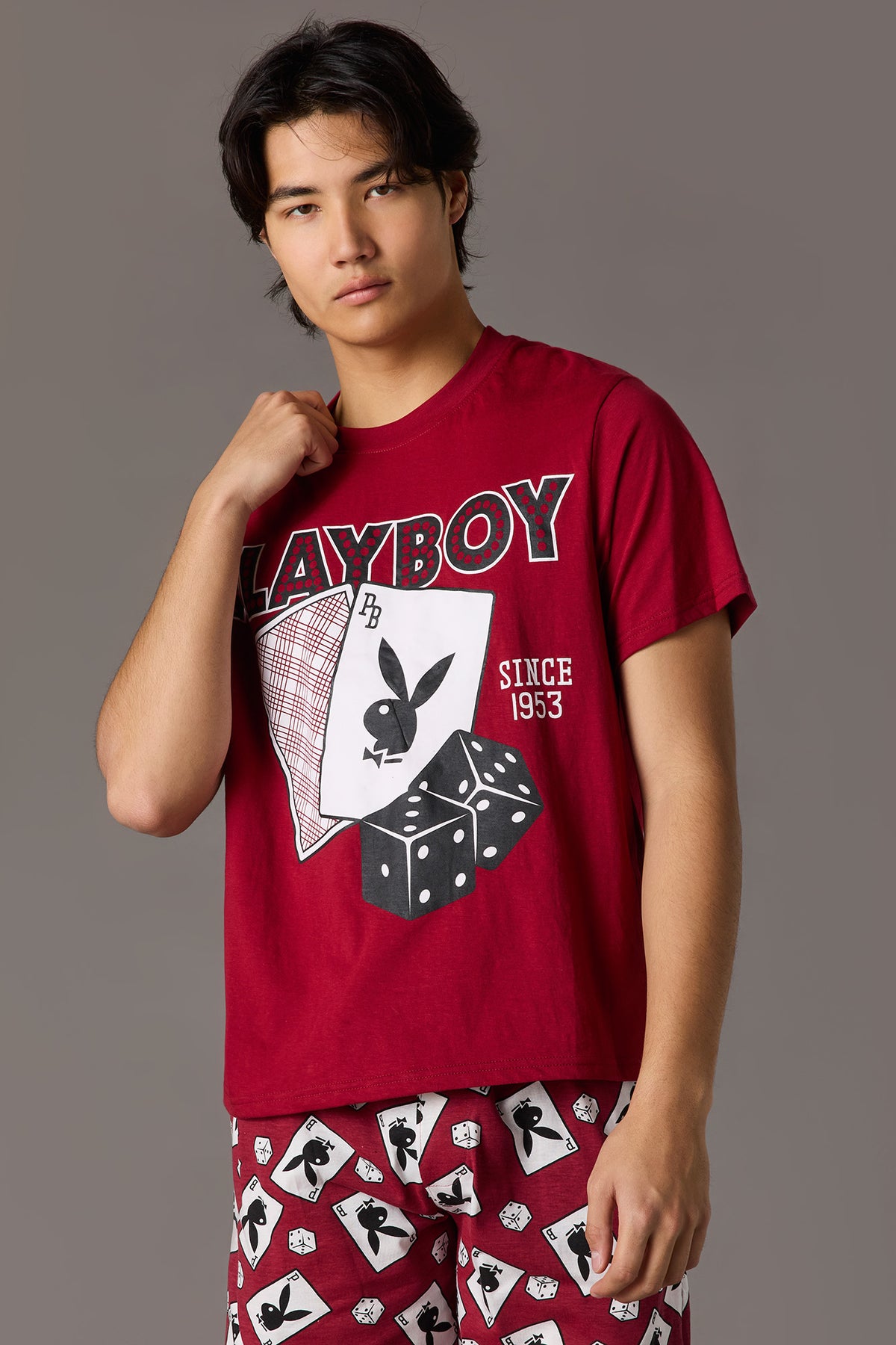 Ensemble pyjama avec t-shirt à imprimé Playboy et short