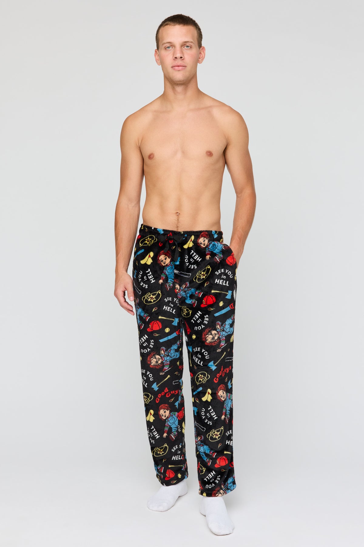 Alt View 2. Halloween Print Plush Pajama Pant - Black