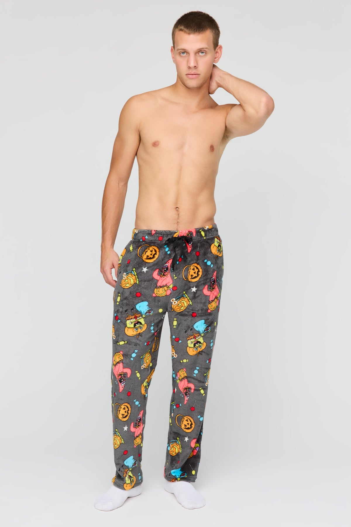 Alt View 2. Halloween Print Plush Pajama Pant - Charcoal