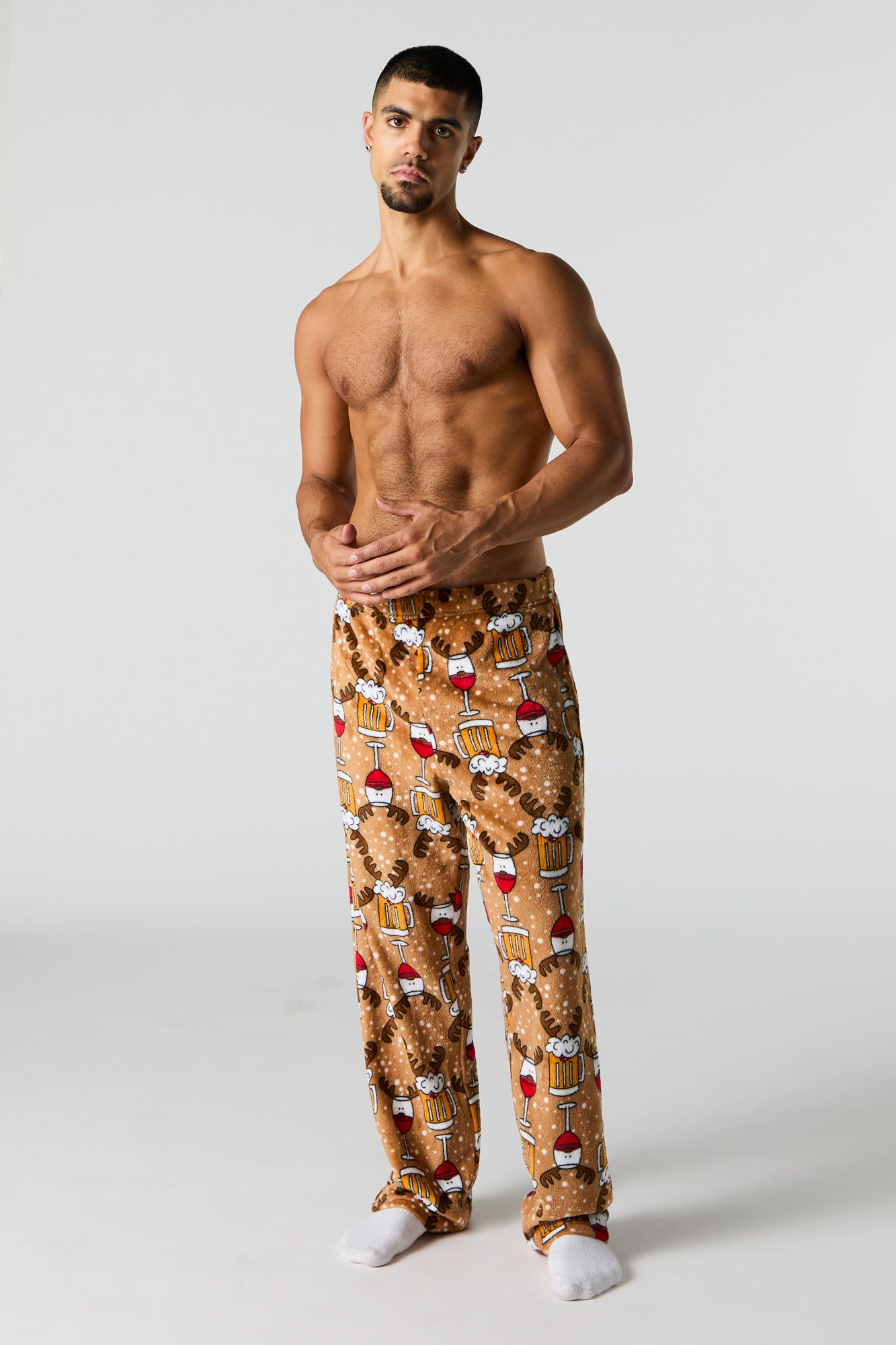 Pantalon de pyjama Noël en peluche imprimée