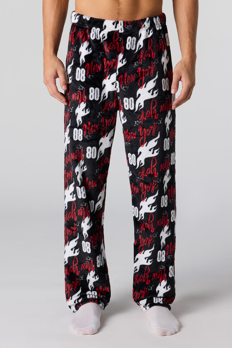 Printed Plush Pajama Pant